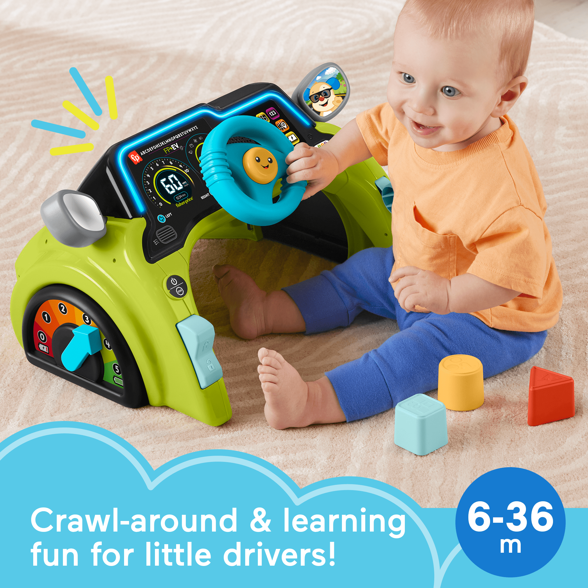 Fisher-Price Laugh & Learn Sit & Steer Driver Activity Center Learning Toy For Infants & Toddlers - Image 2