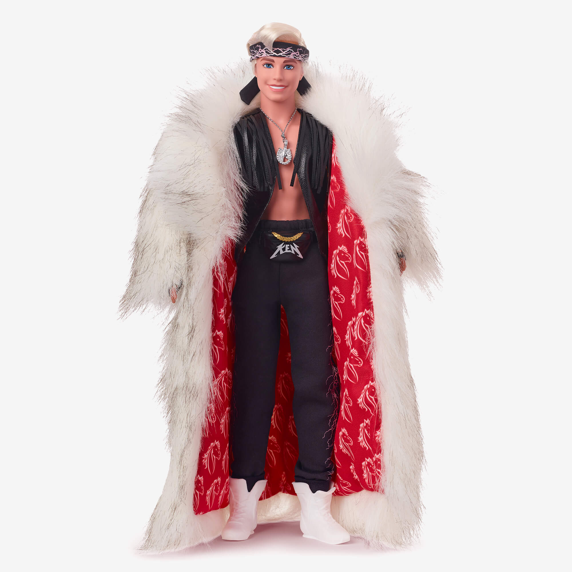 Ken Doll in Faux Fur Coat and Black Fringe Vest – Barbie The Movie - Image 11