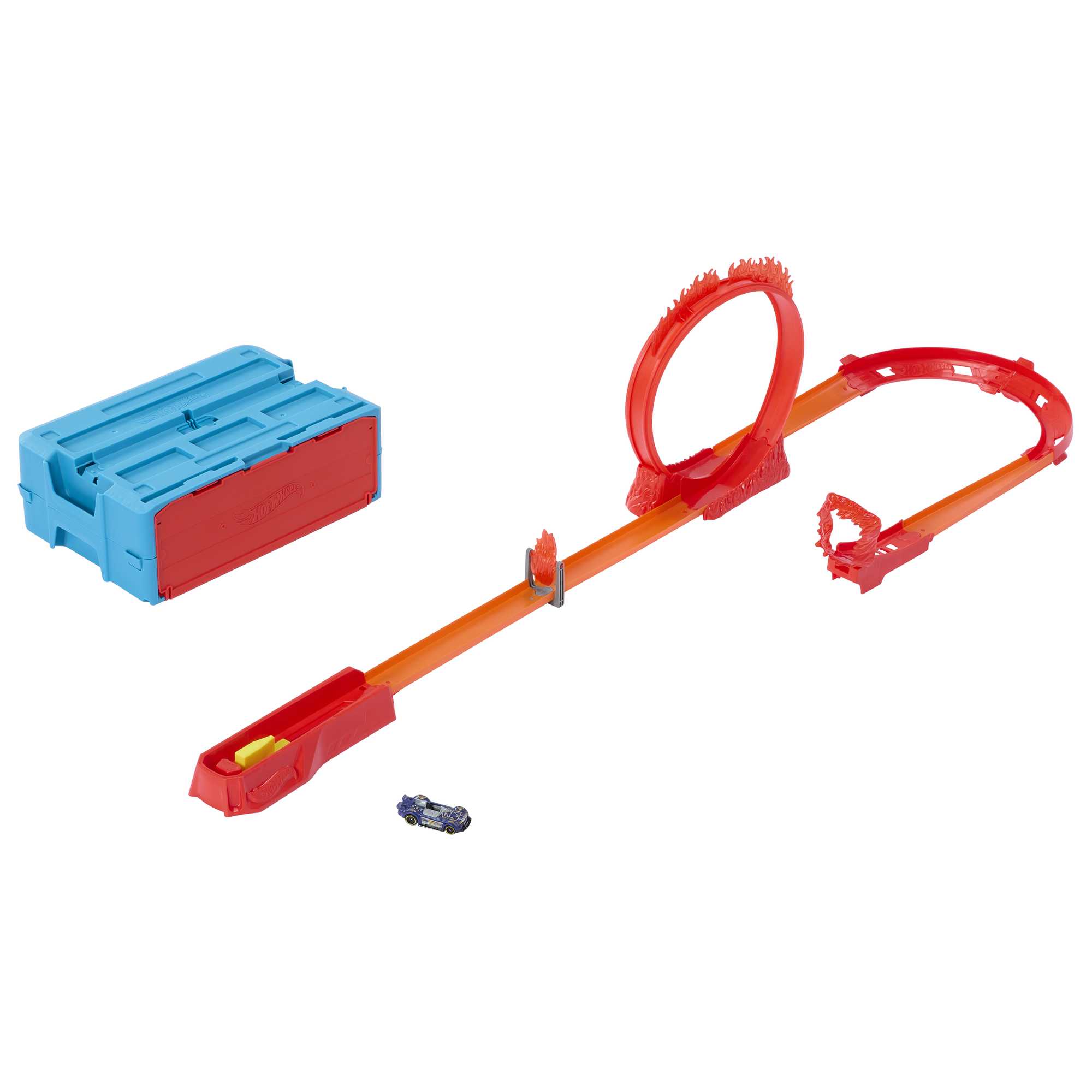 Hot Wheels Track Set And 1 Hot Wheels Car. Fire-Themed Track Building Set - Image 6