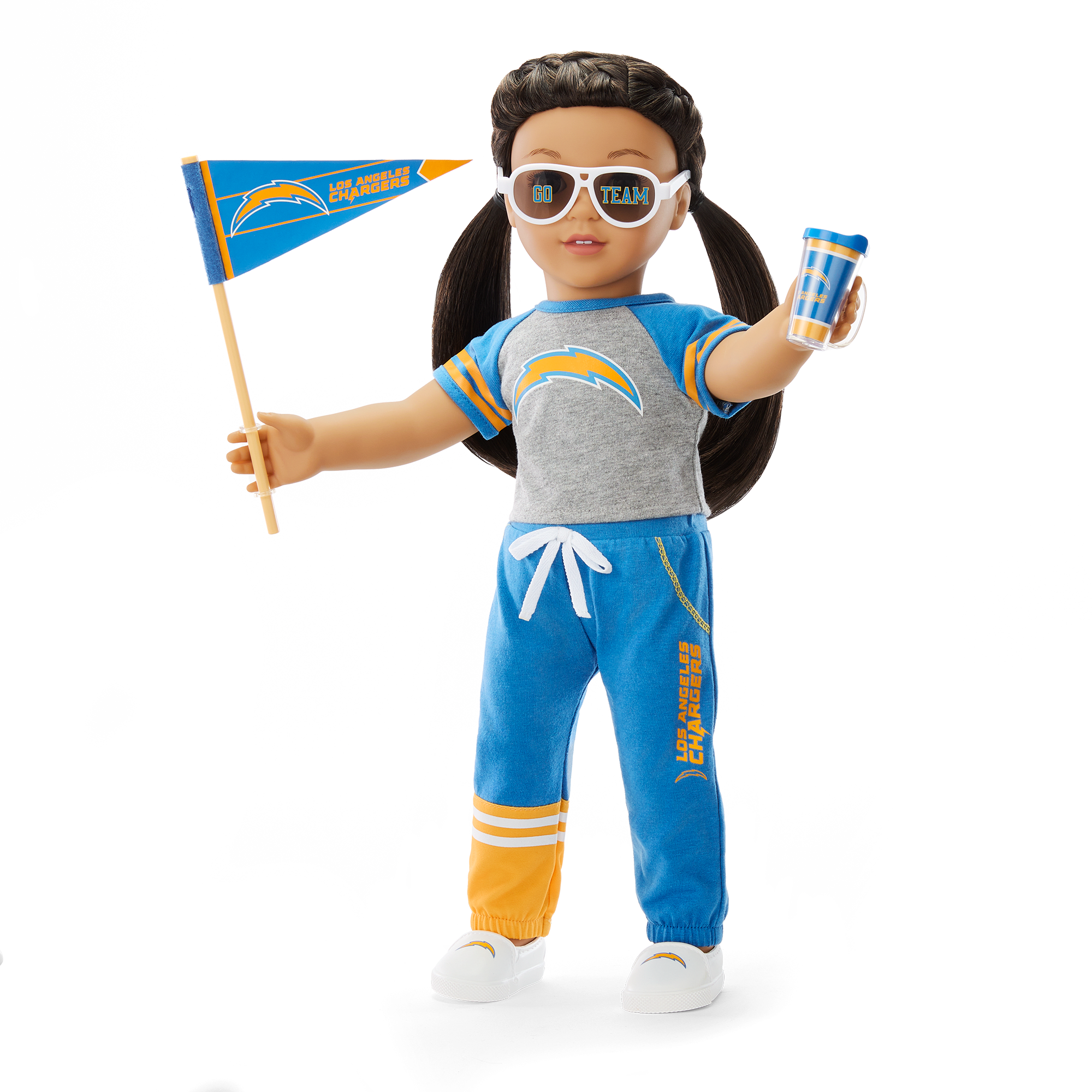 American Girl® x NFL Los Angeles Chargers Fan Outfit & Accessories for 18-inch Dolls - Image 2