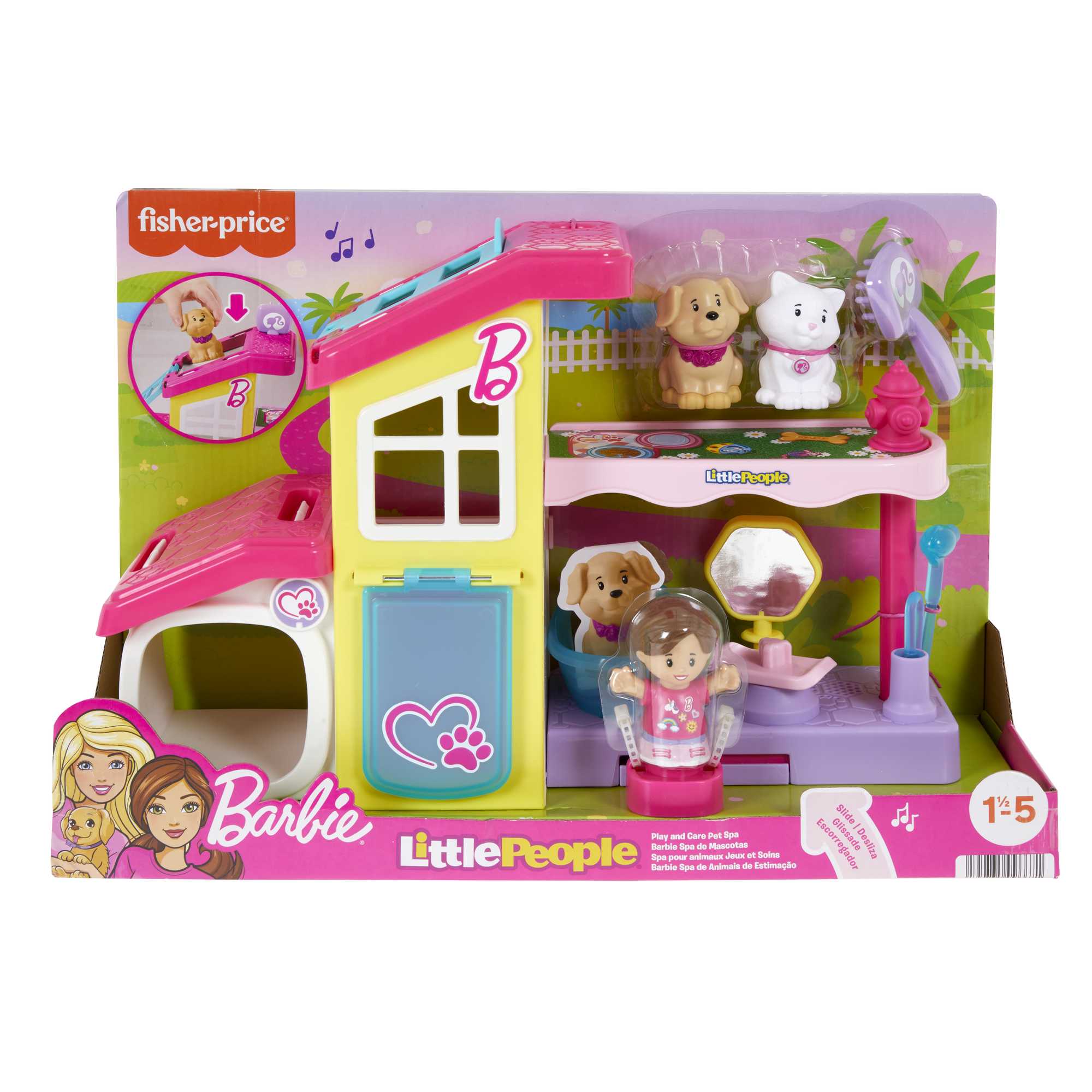 Little People Barbie Playset With Music And Sounds. Play And Care Pet Spa. Toddler Toy. 4 Pieces - Image 6