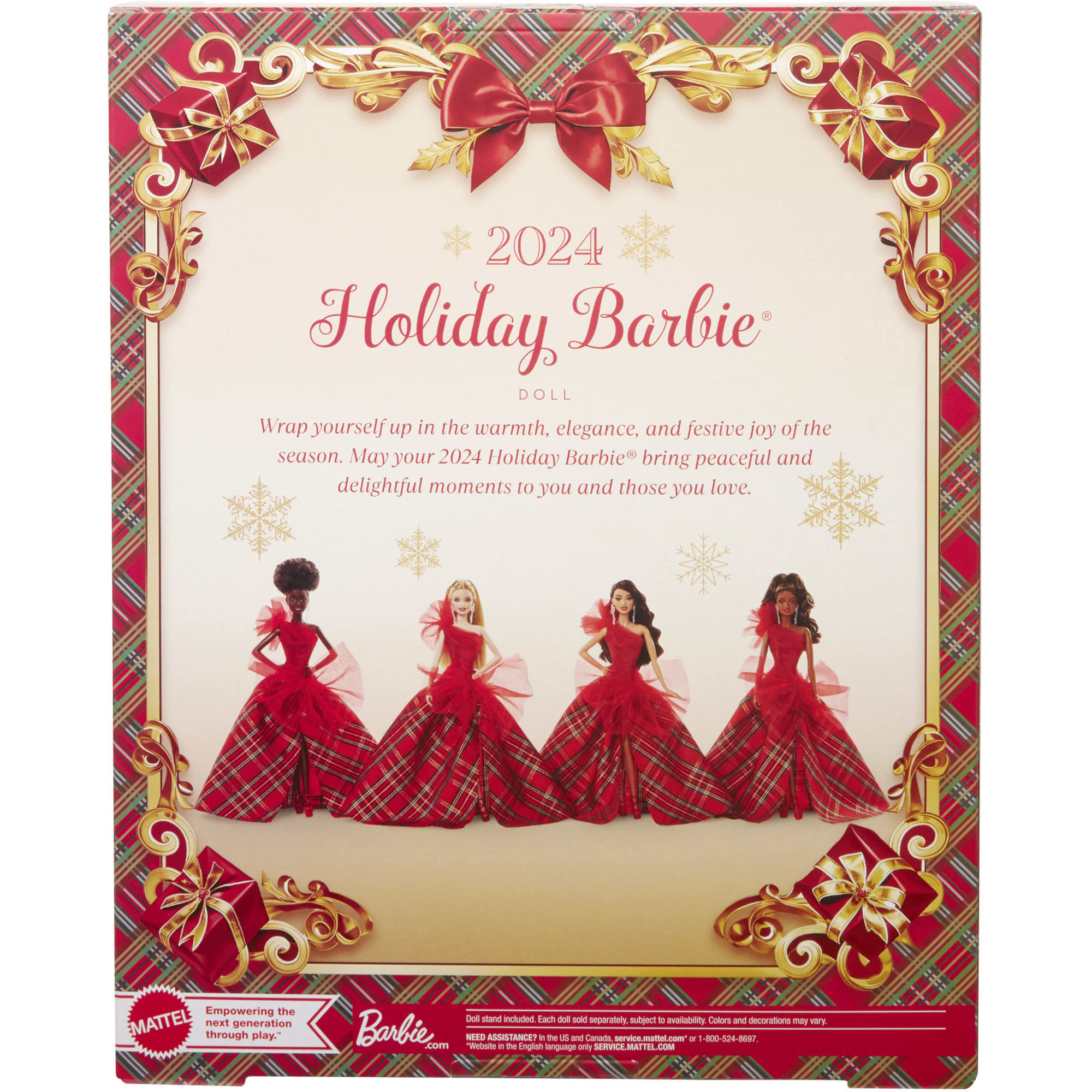 Barbie 2024 Holiday Barbie Dolls. Seasonal Collector Gift. Barbie Signature. Plaid Gown With Red Bow - Image 6