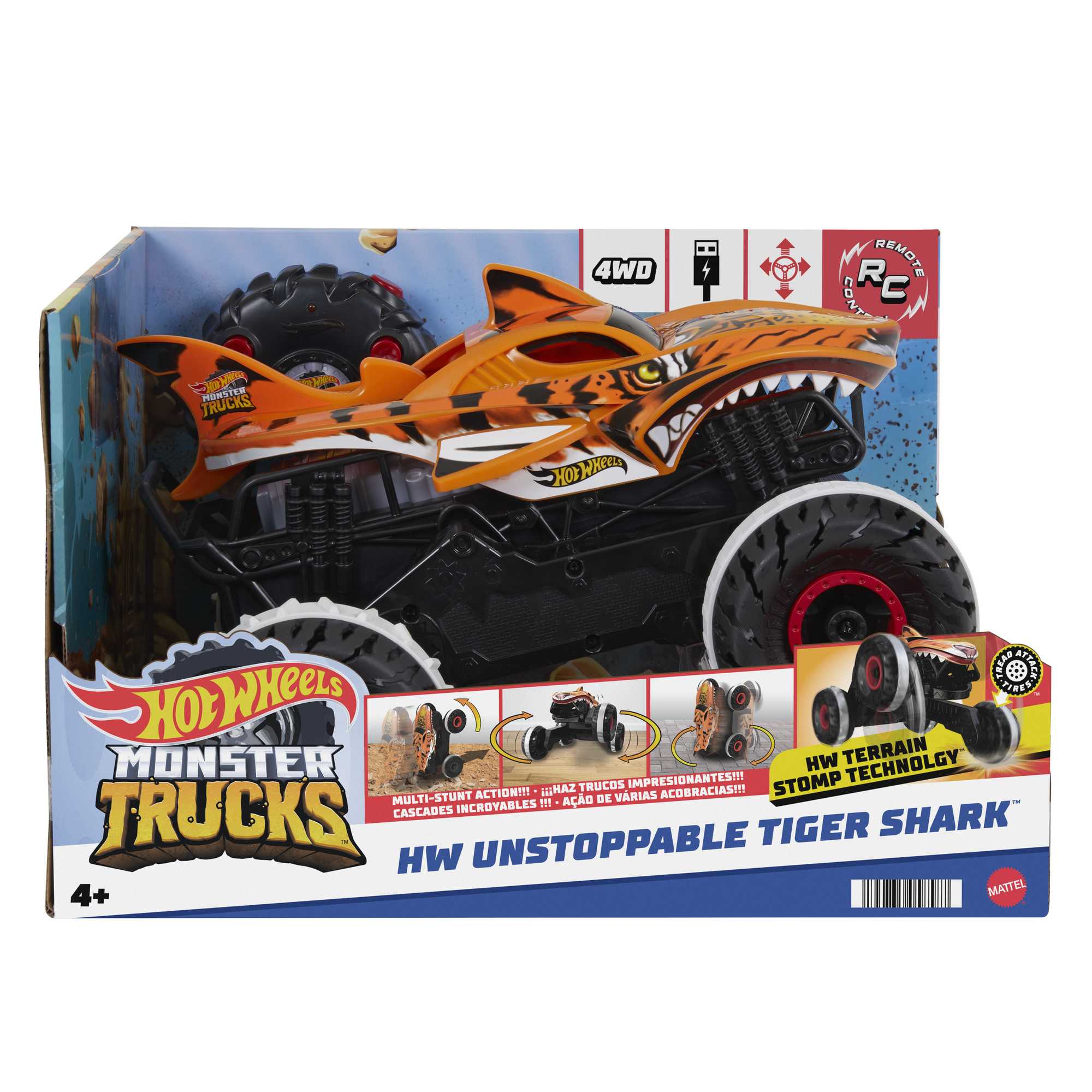 Hot Wheels Monster Trucks Vehículo a Control Remoto Tiger Shark Escala 1:15 - Image 6