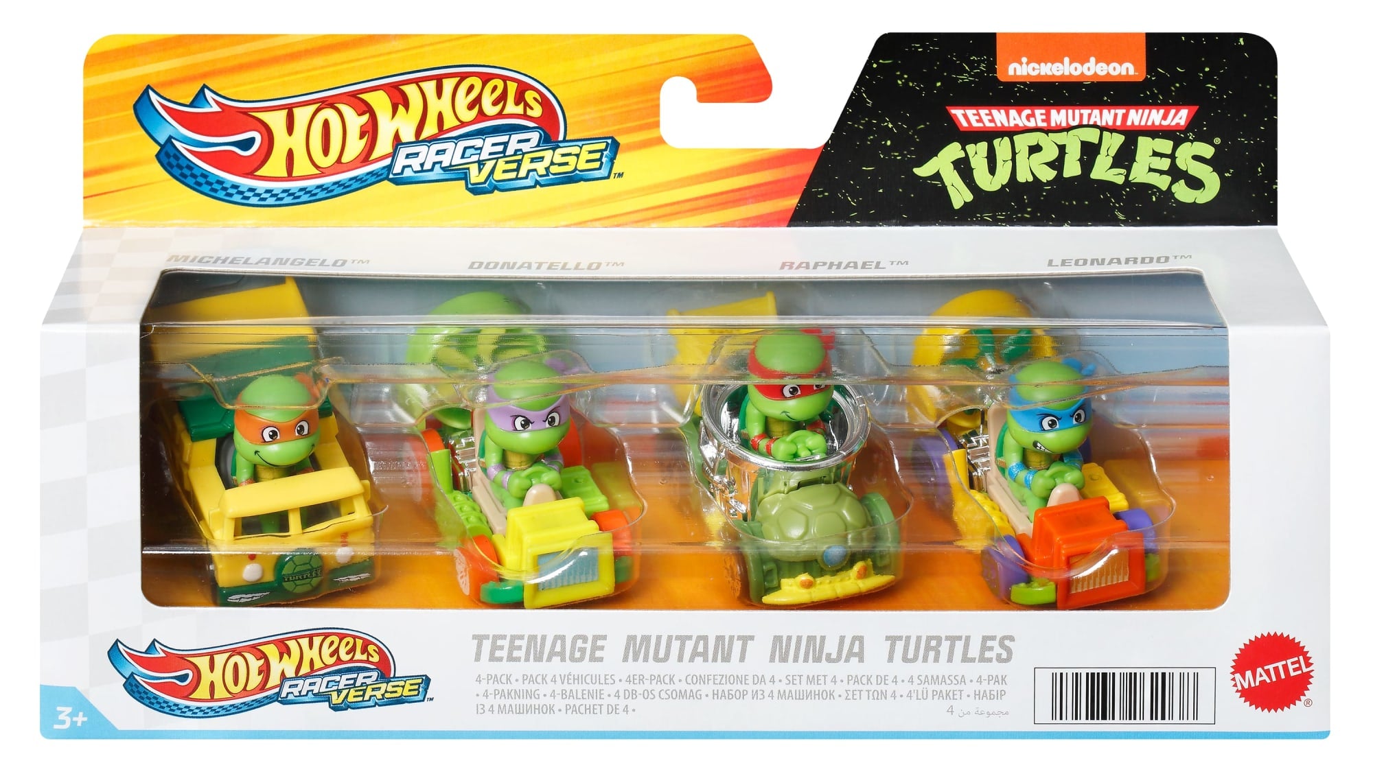 Hot Wheels Racerverse. Set Of 4 Die-Cast Hot Wheels Cars With Pop Culture Characters As Drivers