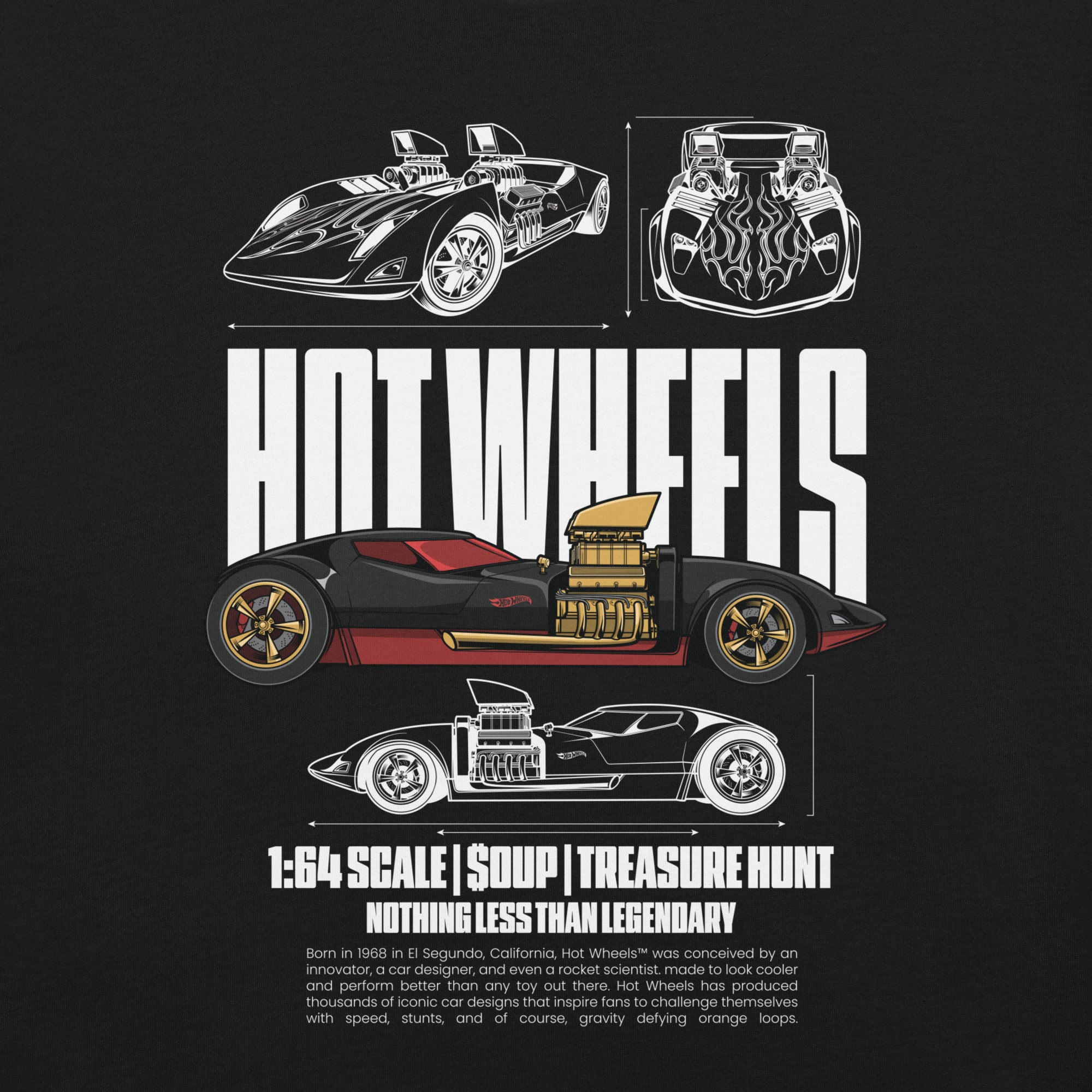 Hot Wheels Nothing Less than Legendary Black T-Shirt - Image 4