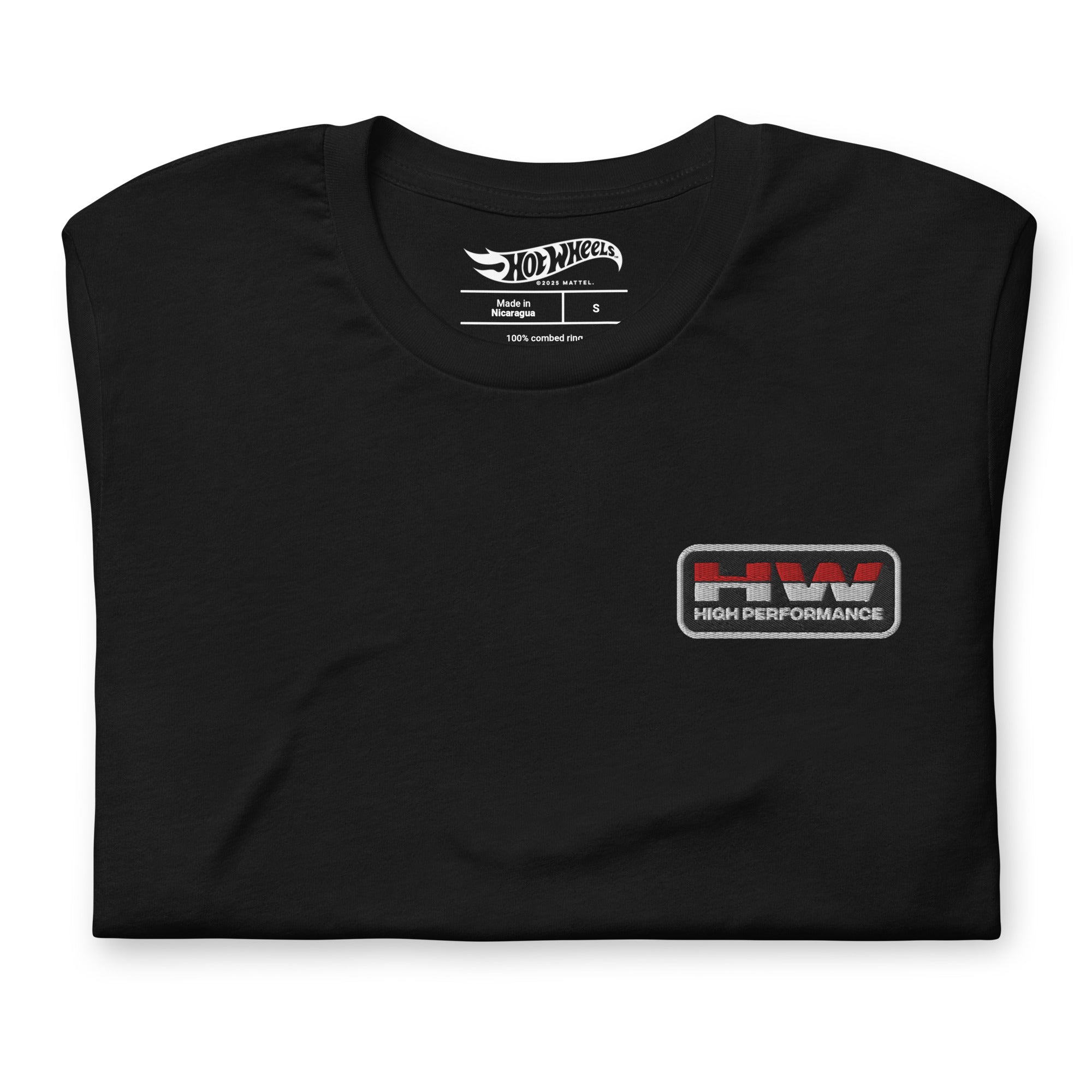 Hot Wheels High Performance Racing Embroidered Black T-Shirt - Image 6