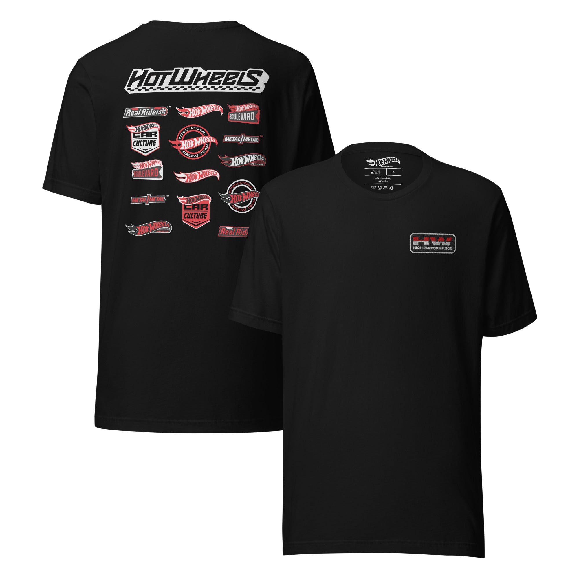 Hot Wheels High Performance Racing Embroidered Black T-Shirt - Image 3