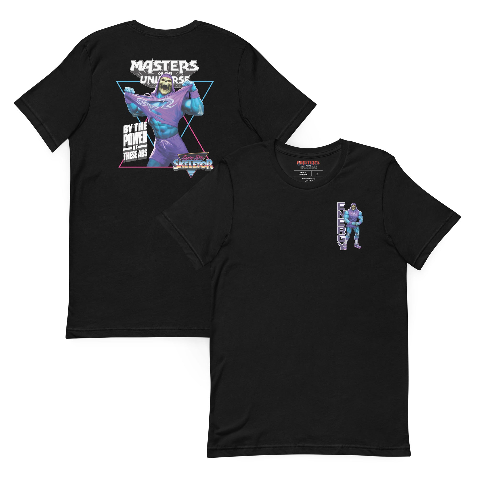 Masters of the Universe Gym Bro Skeletor Ab Power Black T-shirt - Image 2