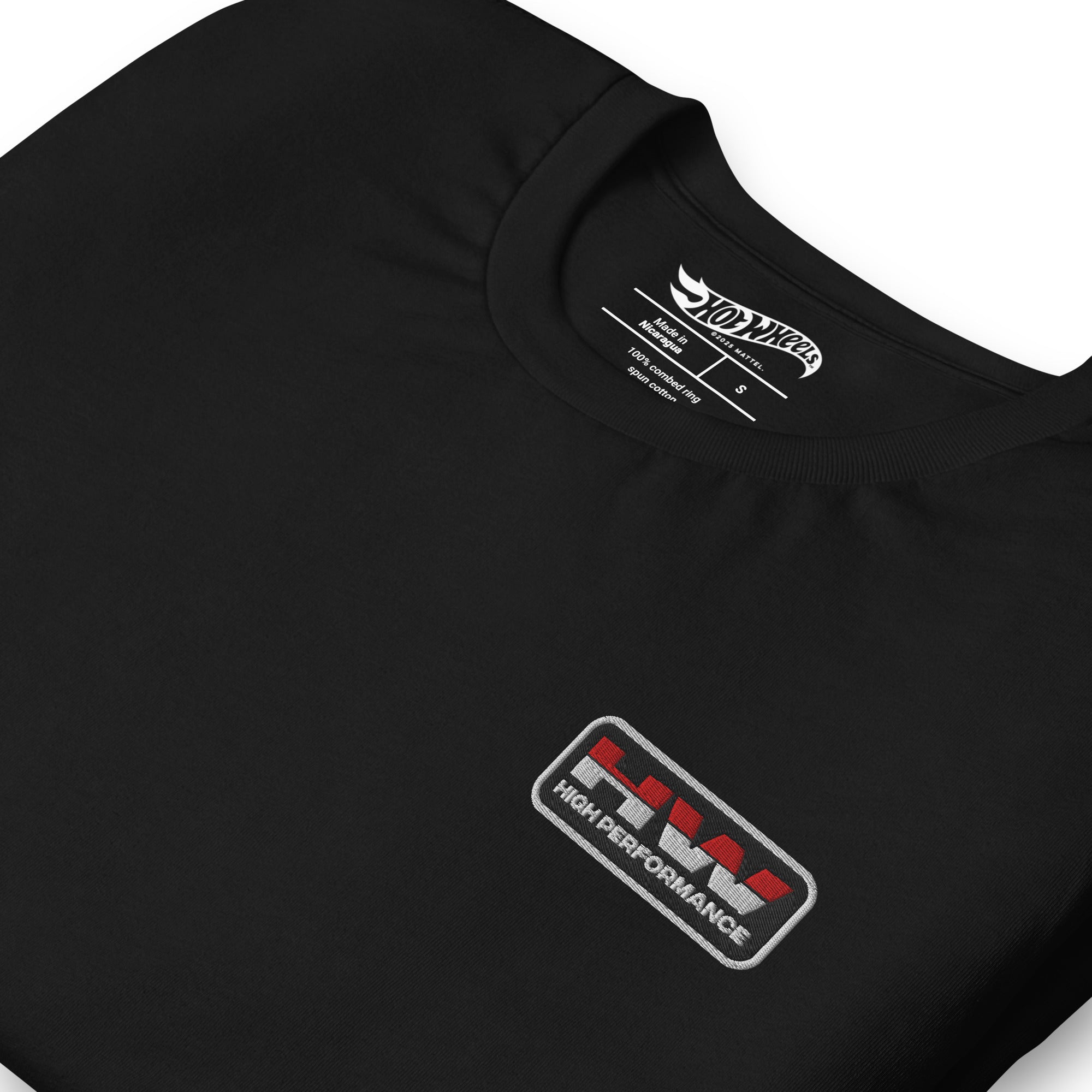 Hot Wheels High Performance Racing Embroidered Black T-Shirt - Image 5