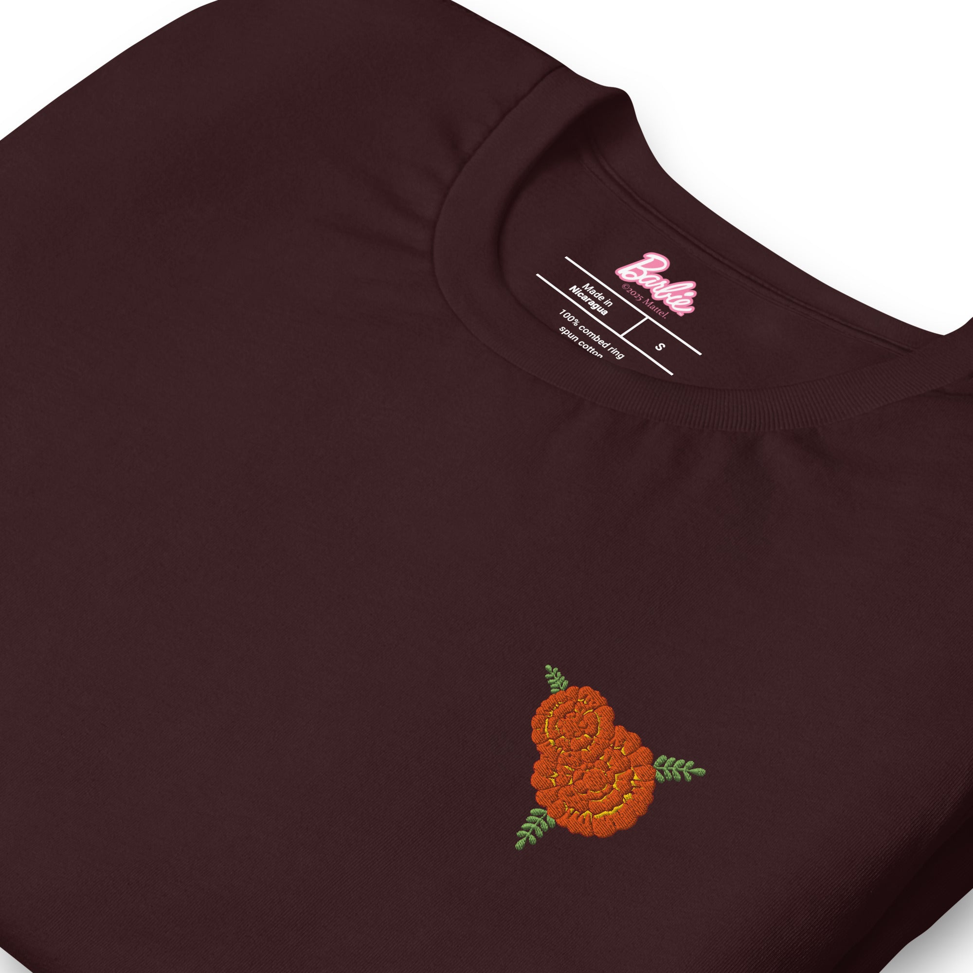 Barbie Día de Muertos Ken Embroidered Oxblood T-Shirt - Image 3