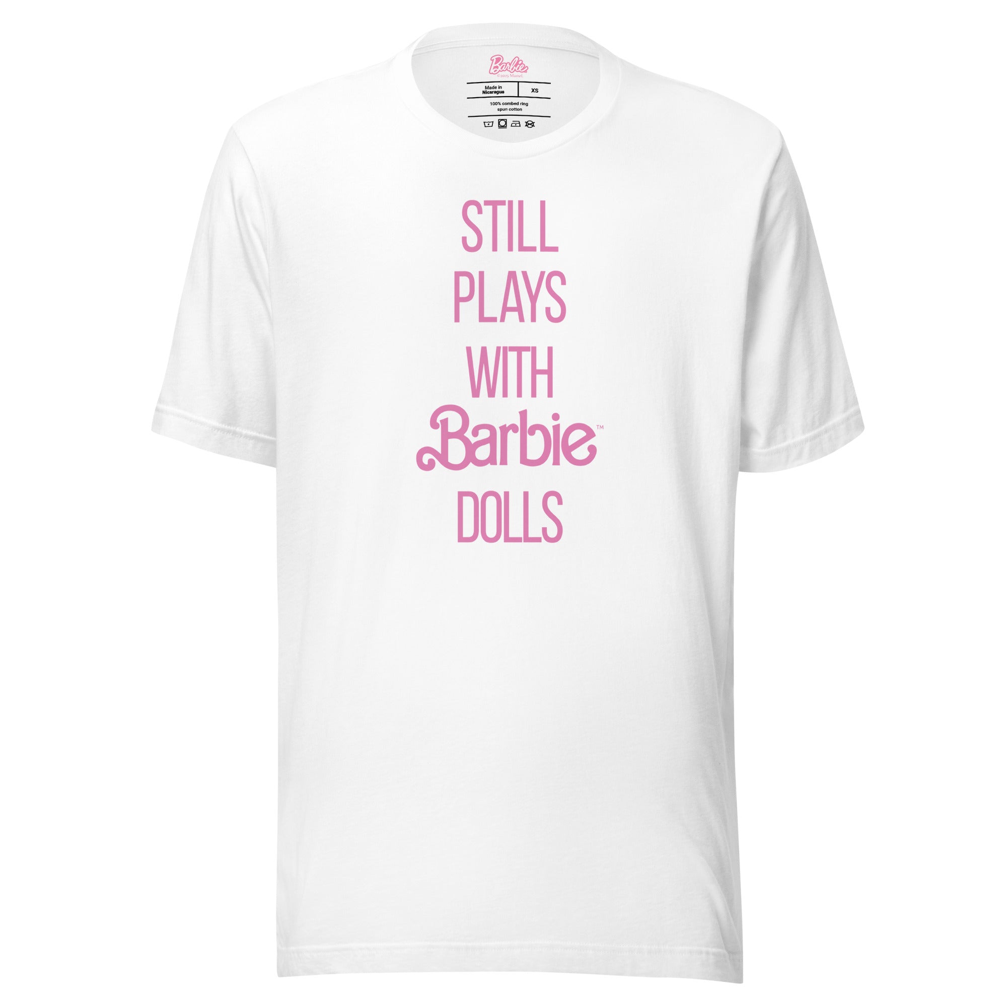 Barbie Still Plays with Barbie Dolls White T-Shirt - Image 6