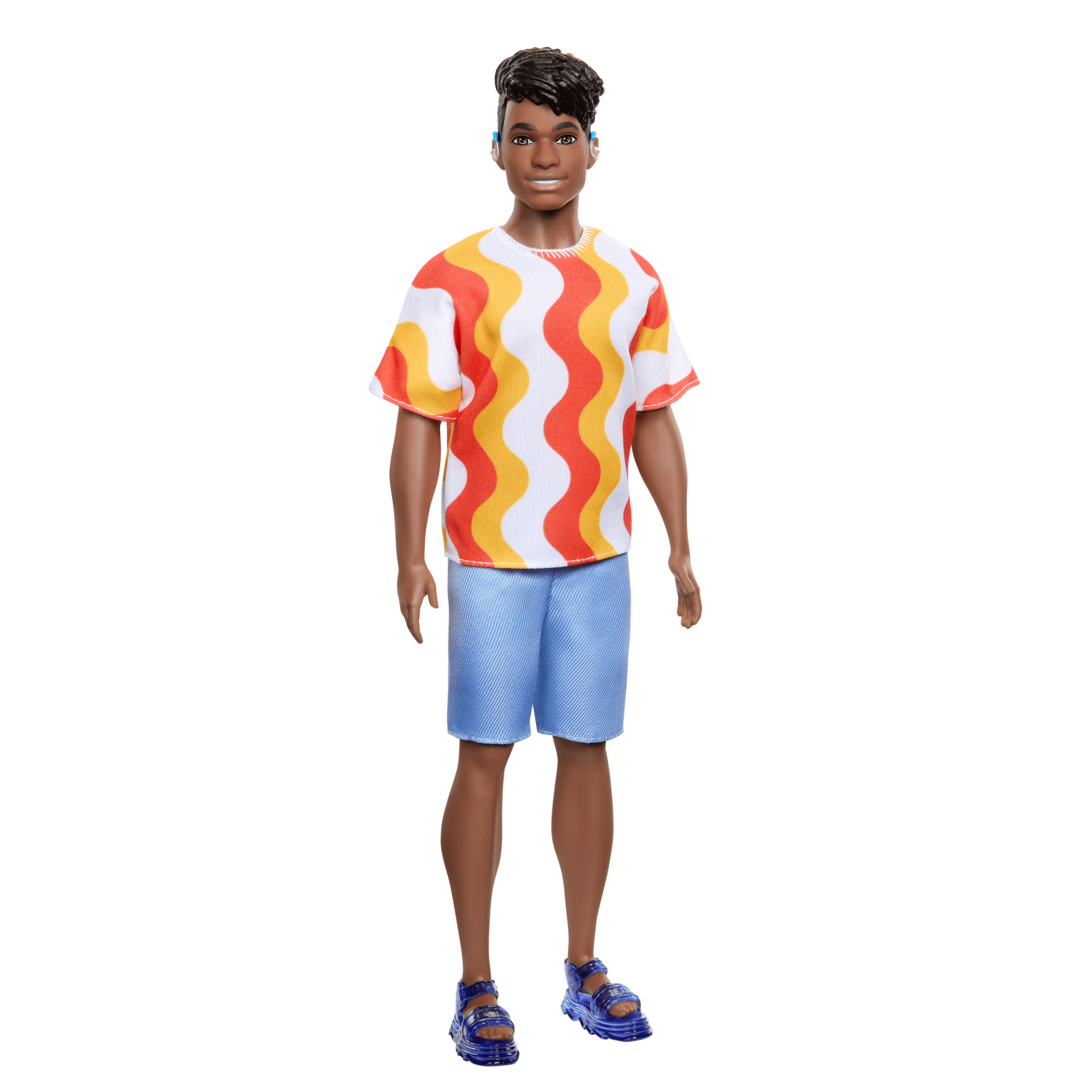 Barbie Fashionistas Ken Doll #220 With Hearing AIds Wearing An Orange Shirt & Jelly Shoes - Image 5