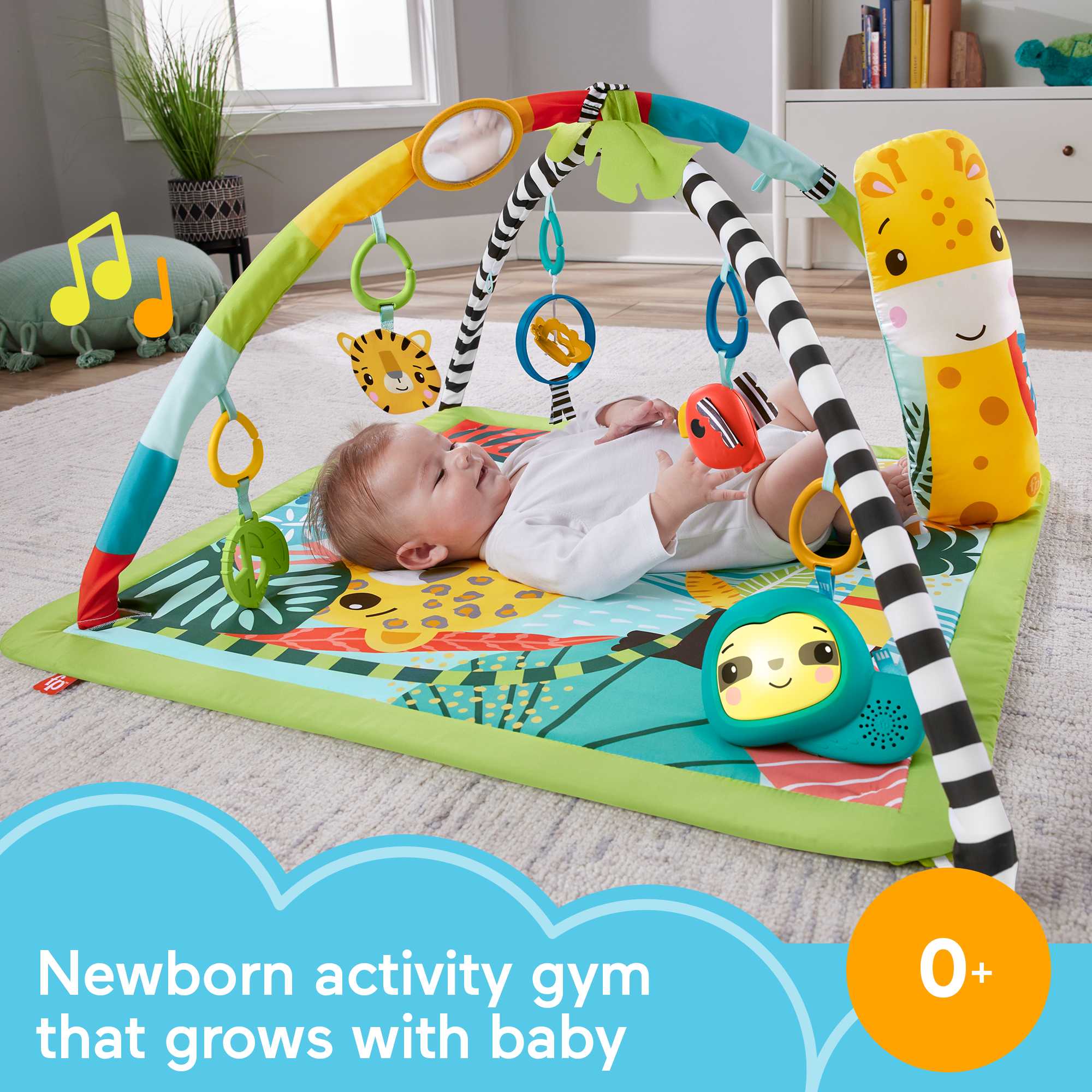 Fisher-Price 3-in-1 Baby & Toddler Gym. Baby Play Mat & Sensory Toys For Tummy Time. Rainforest - Image 2