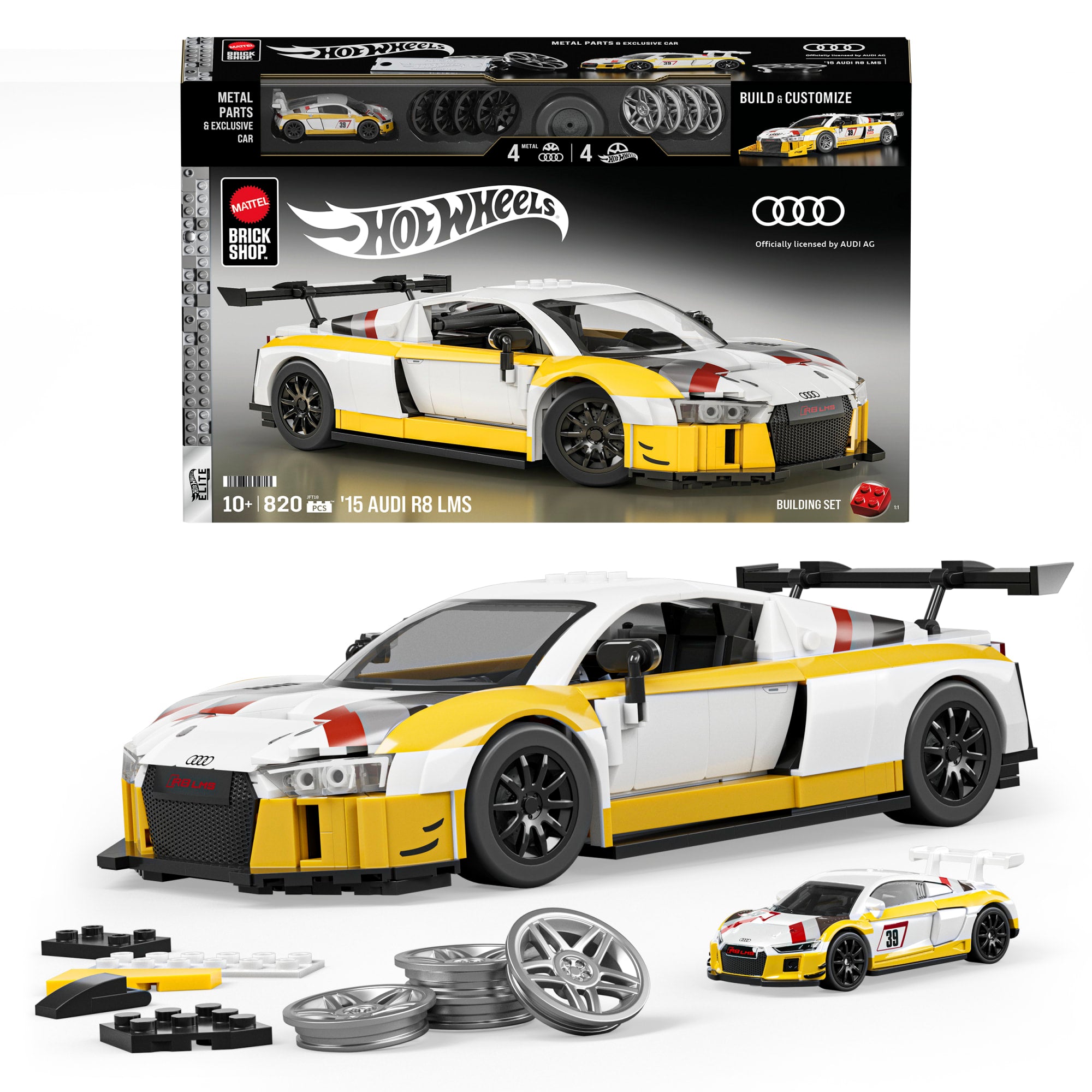 Mattel Brick Shop Hot Wheels '15 Audi R8 Lms Building Toy Kit (820 Pieces). For Collectors