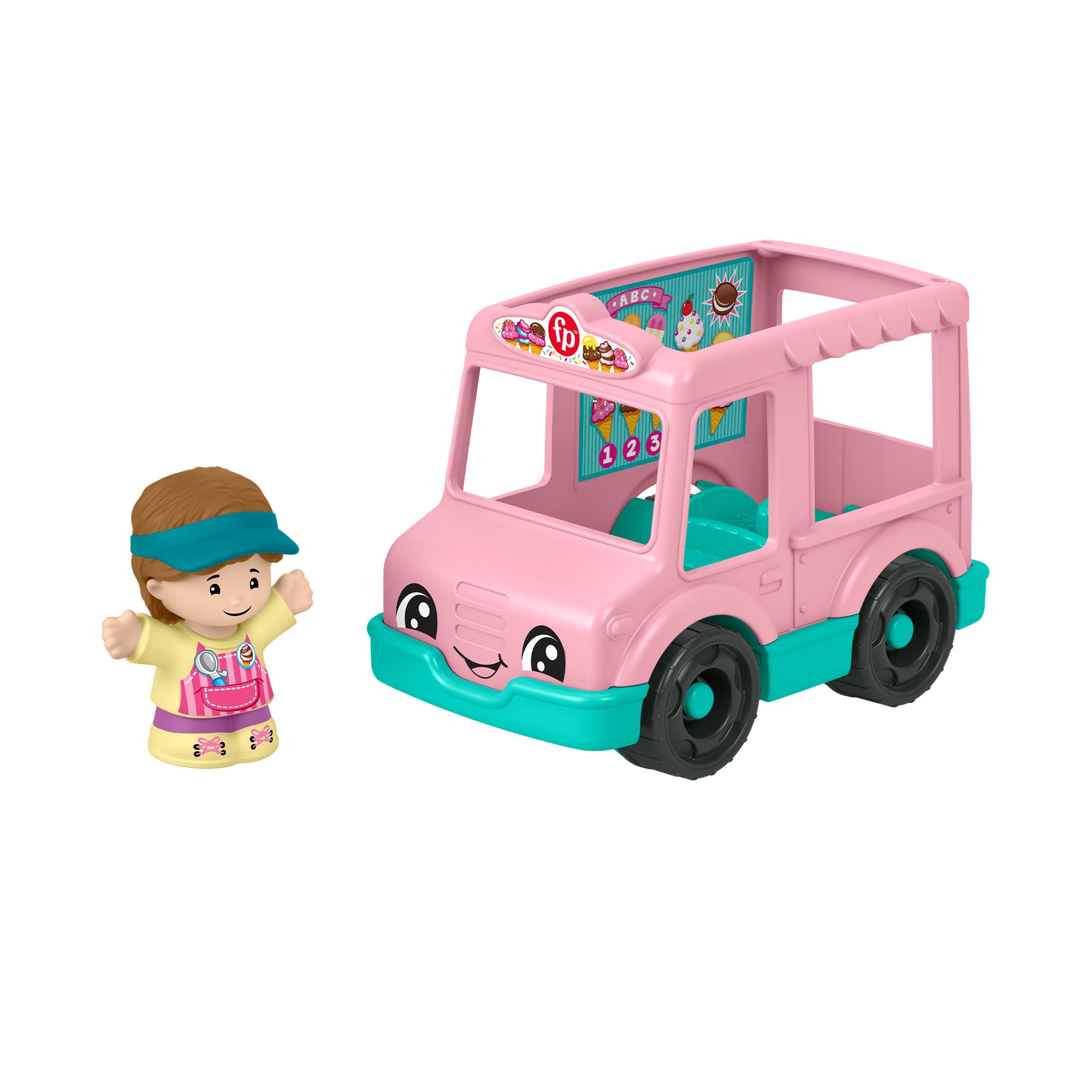 Fisher-Price Little People Ice Cream Truck. Push-Along Toy Vehicle & Figure For Toddlers & Kids