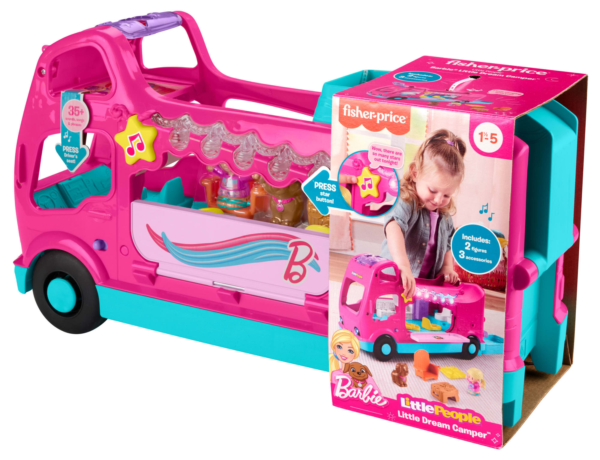 Fisher-Price Little People Barbie Little Dreamcamper Rv Playset With Music Lights & 2 Figures. Multilanguage Version - Image 6