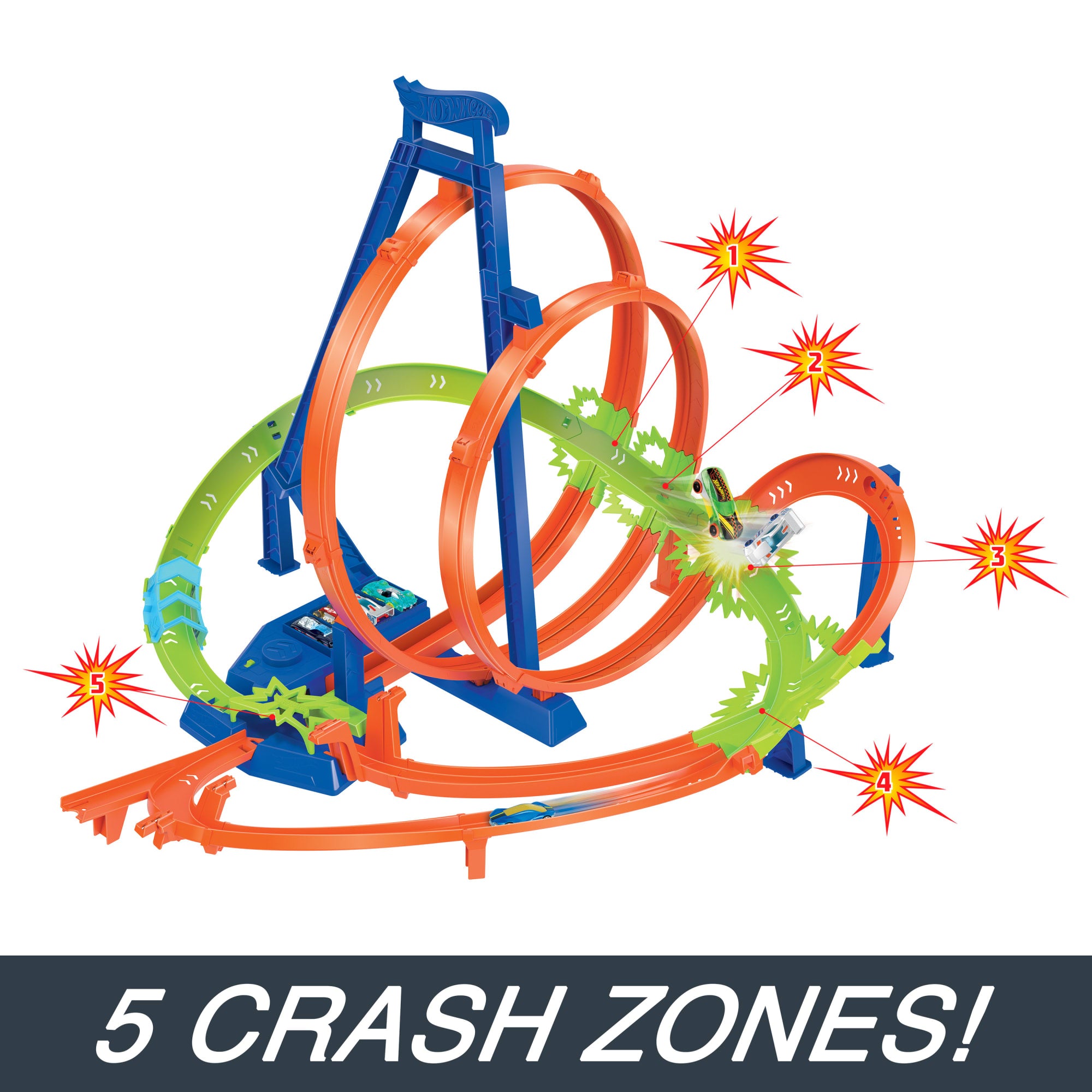Hot Wheels Track Set With 5 Crash Zones. Motorized Booster And 1 Hot Wheels Car - Image 4