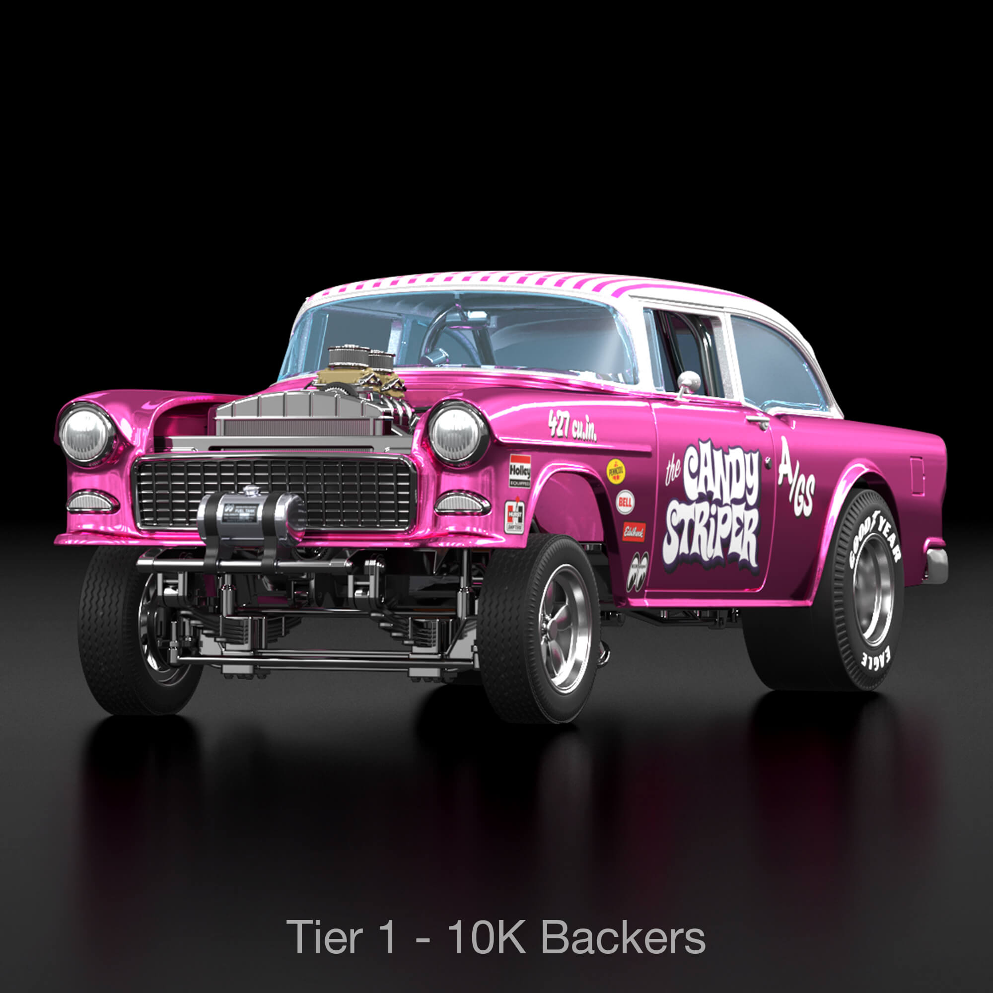 Hot Wheels RLC Exclusive 1:18 Scale '55 Chevy Bel Air Gasser Candy Striper - Crowdfund - Image 2