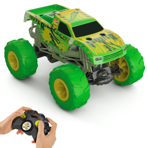 Hot Wheels Monster Trucks 1:15 Scale Gunkster Battery-Powered RC Truck. Glows in The Dark With All-Terrain Tires