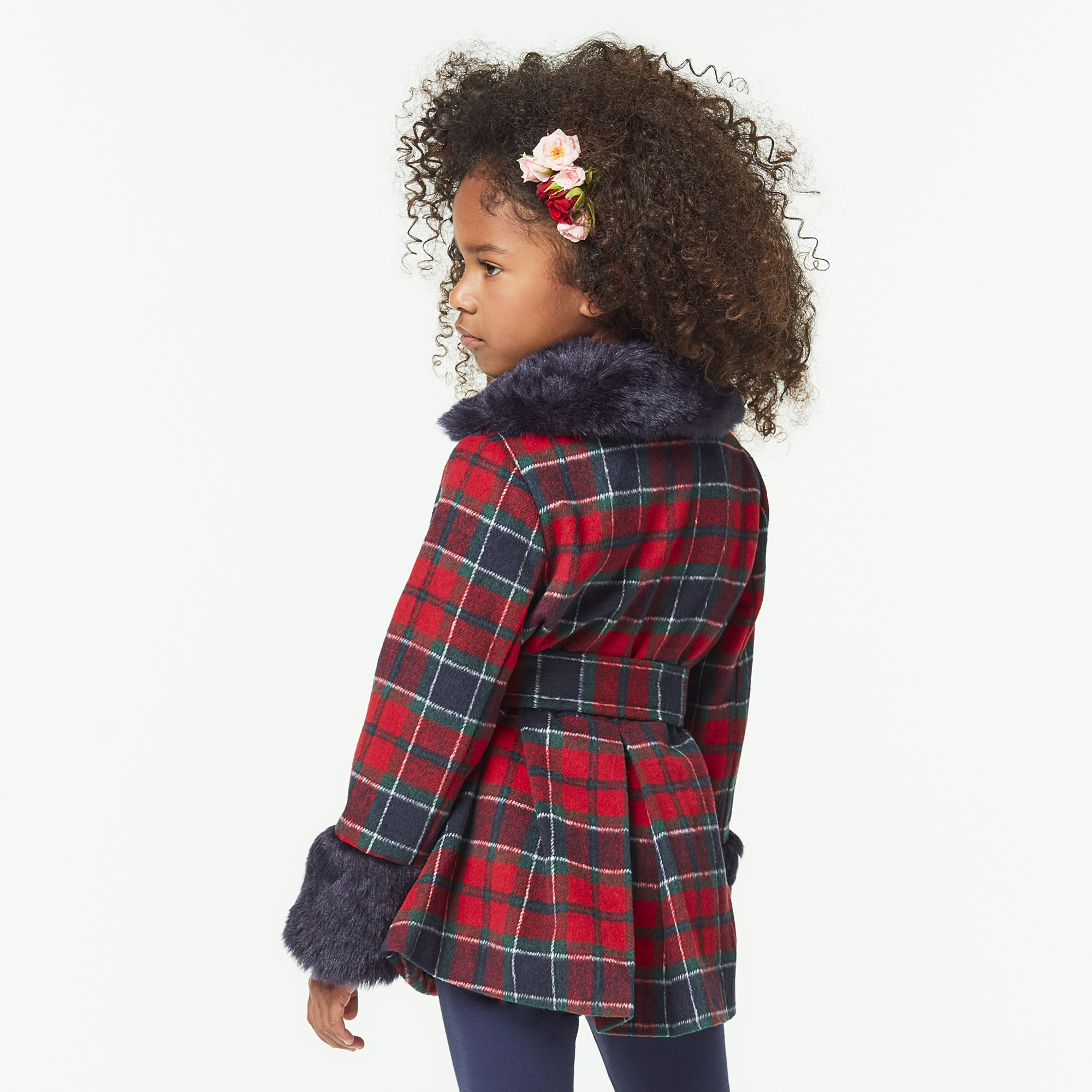 American Girl® x Janie and Jack Fur-Trim Plaid Coat for Girls - Image 2