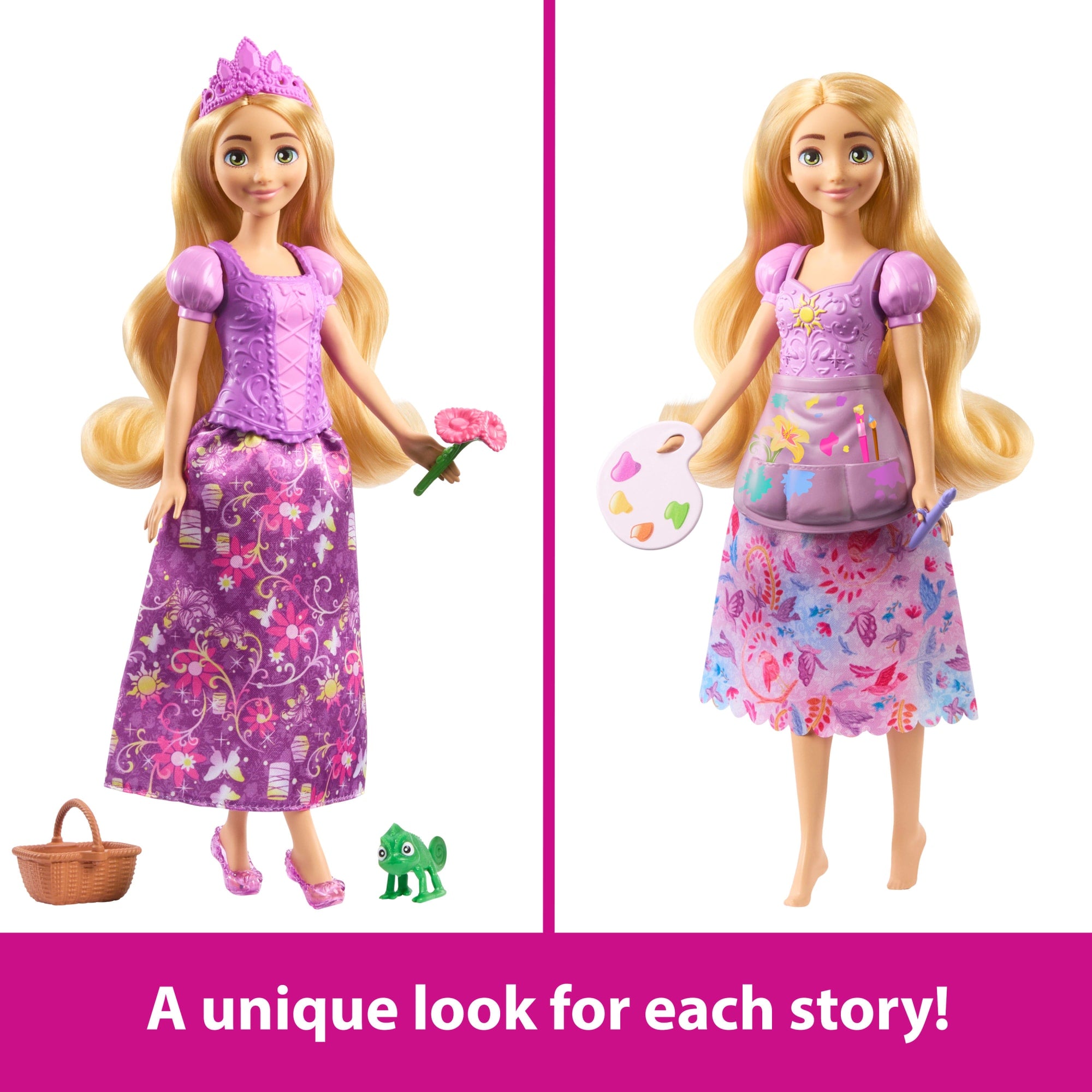 Disney Princess 2-in-1 Stories Rapunzel Fashion Doll With 2 Snap-On Bodices. 2 Skirts & 9 Accessories - Image 4