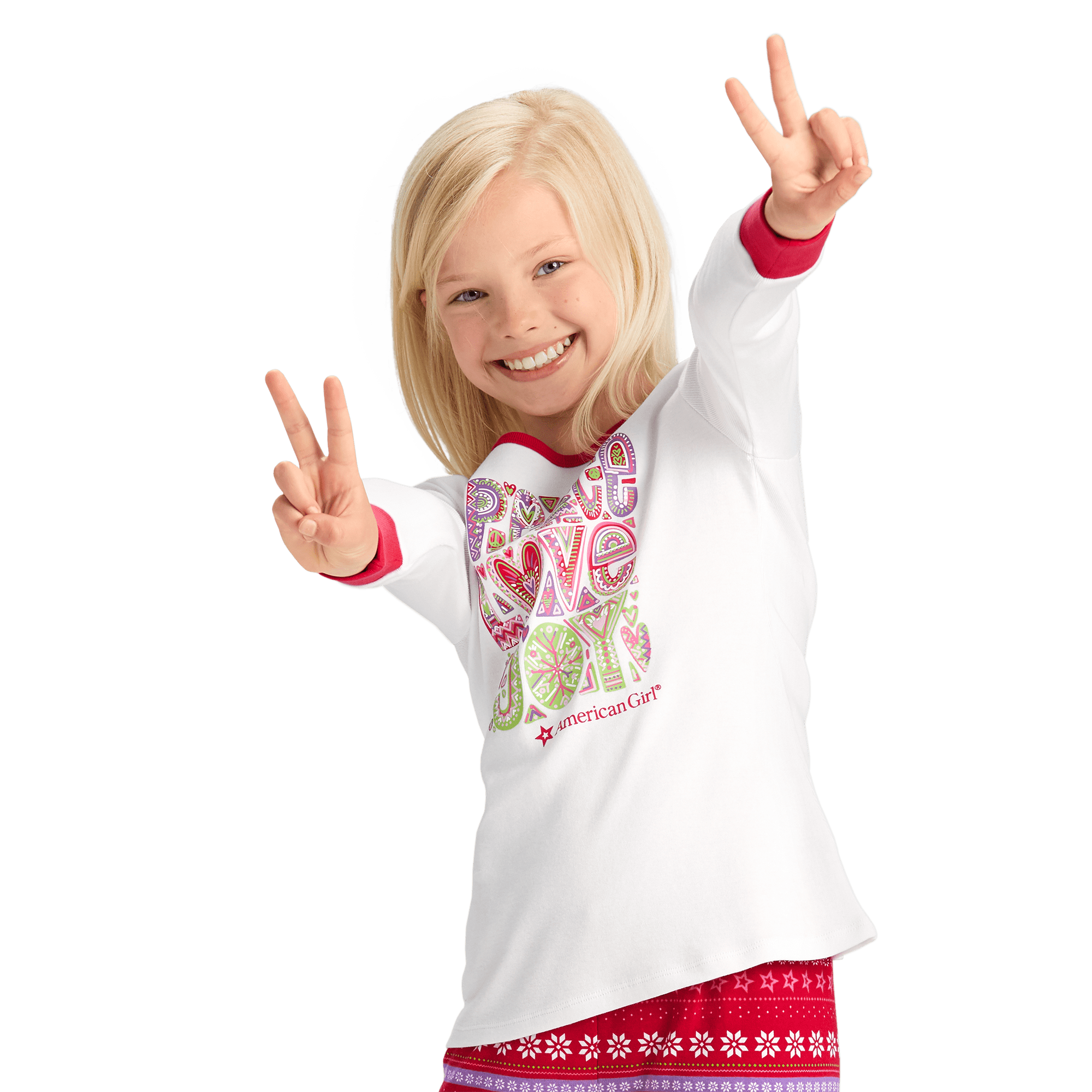 Peace. Love & Joy PJ Top for Girls