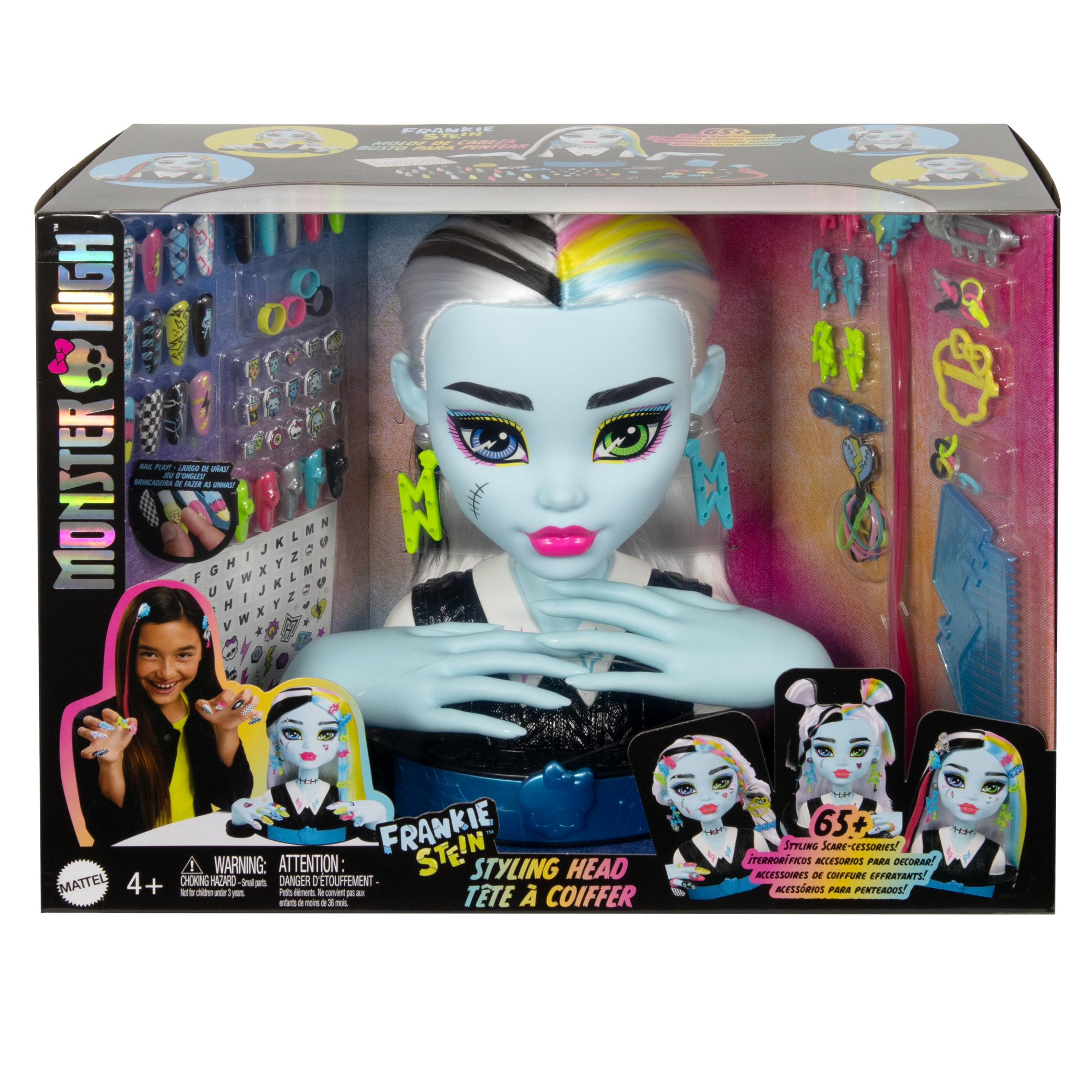 Monster High Tête à Coiffer de Poupée Frankie Stein. 65+ Accessoires - Image 6