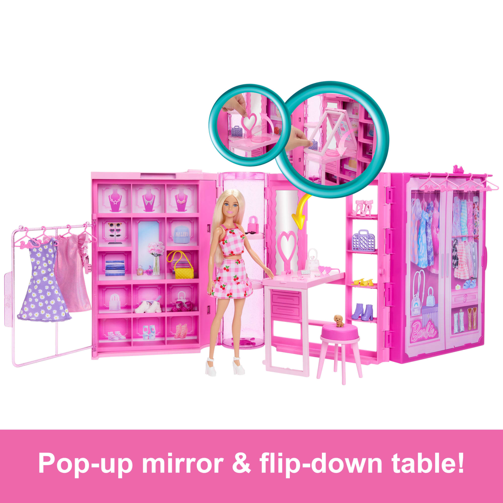 Barbie Dream Closet Toy Playset With Fashion Doll. CloThes. & Accessories. 3-Ft-Wide With 25+ Pieces - Image 3