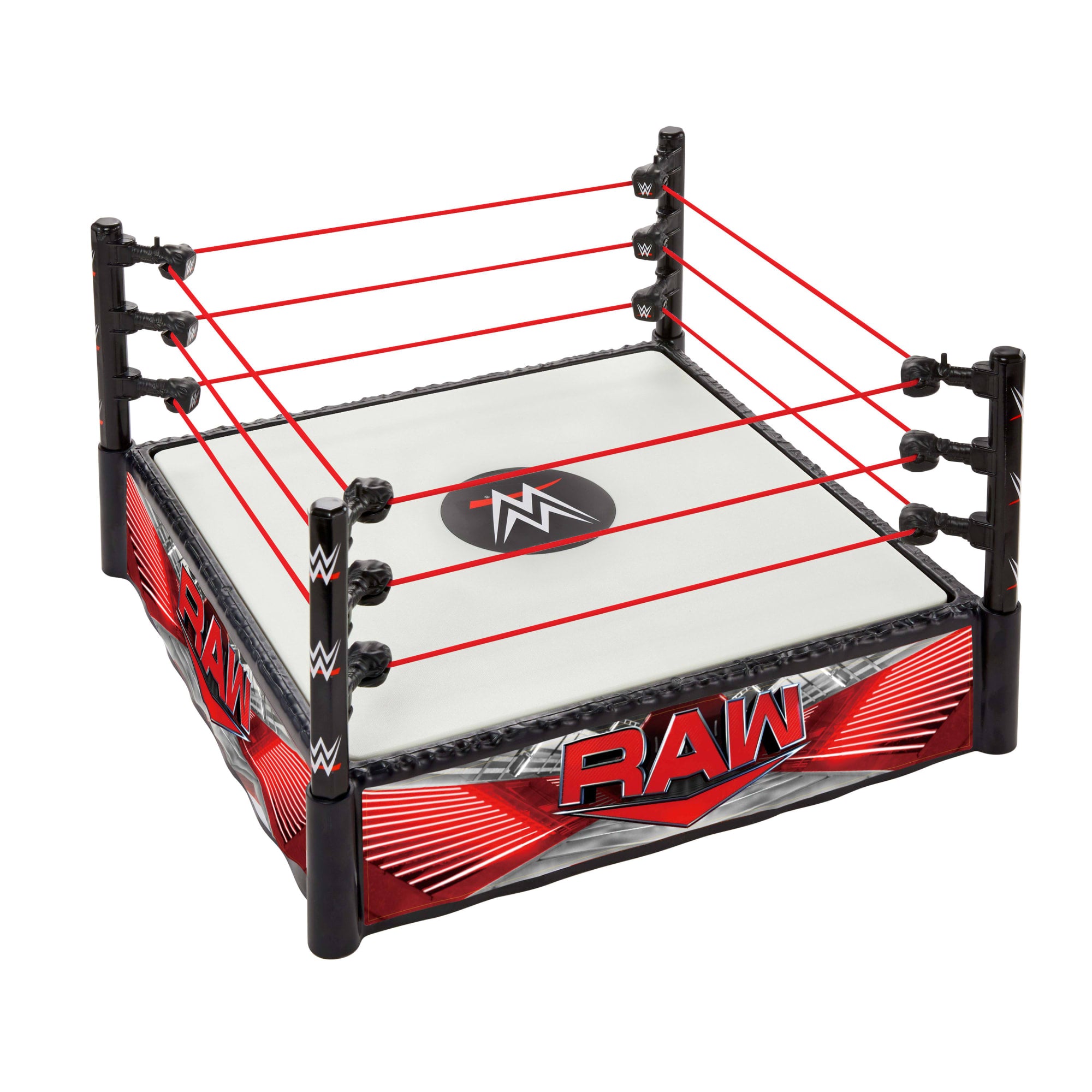 WWE Superstar Ring With Labels For Main EVent & Raw. Spring-Loaded With Elastic Ring Ropes - Image 3