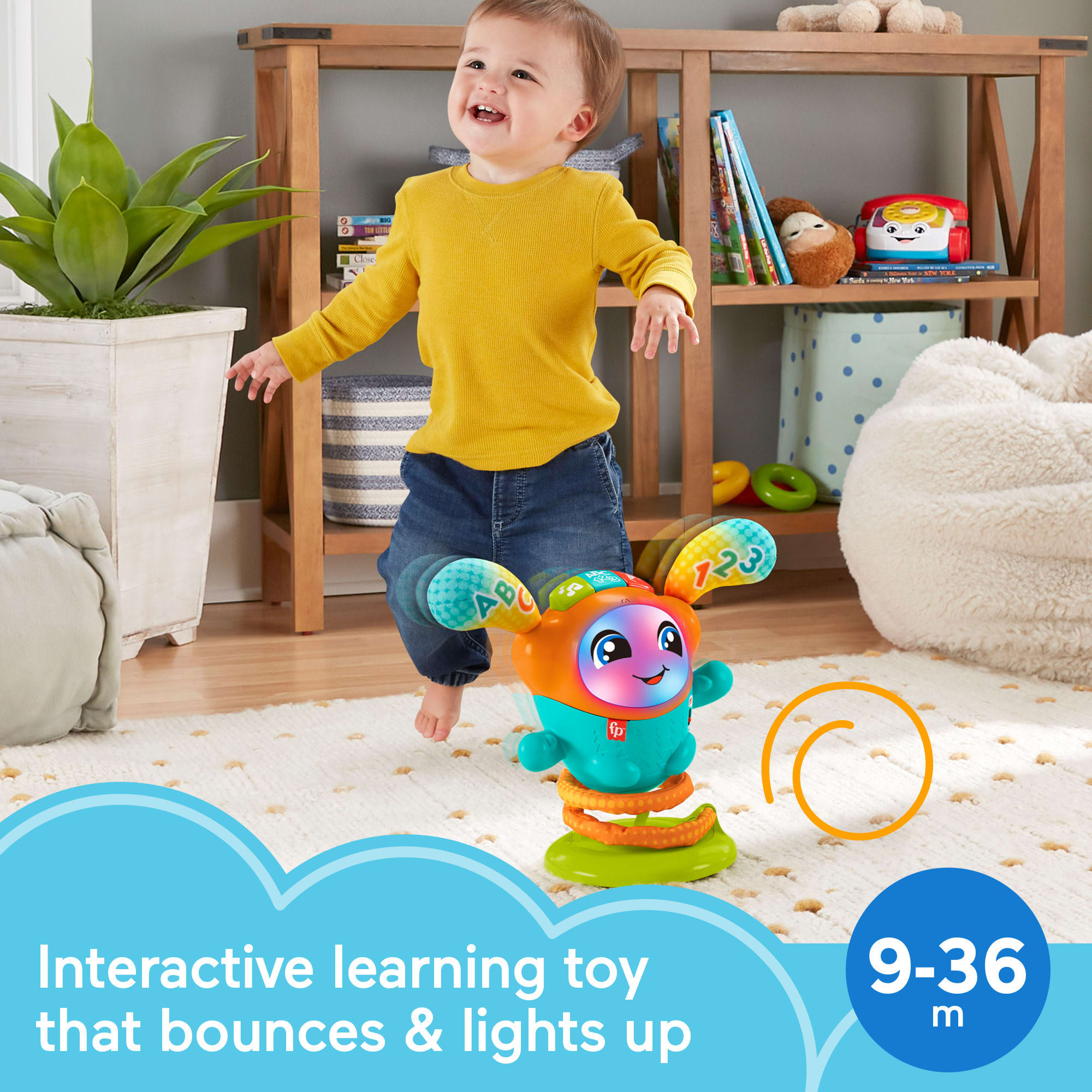 Fisher-Price DJ Bouncin' Beats Electronic Baby & Toddler Learning Toy With Bouncing Action - Image 2