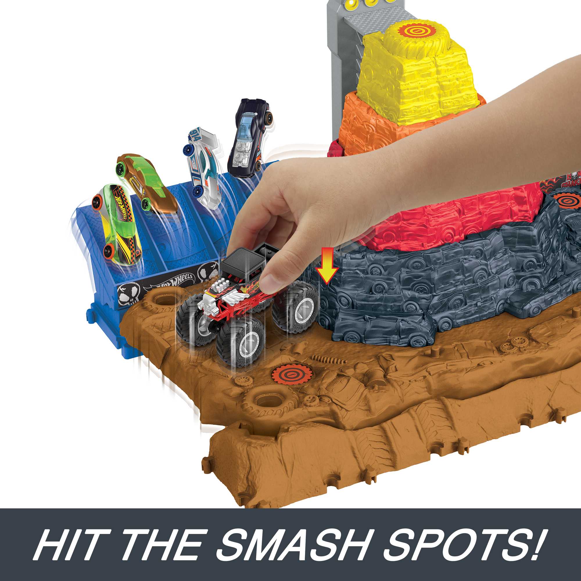 Hot Wheels Monster Trucks Arena Smashers Bone Shaker Ultimate Crush Yard With 1 Vehicle - Image 5