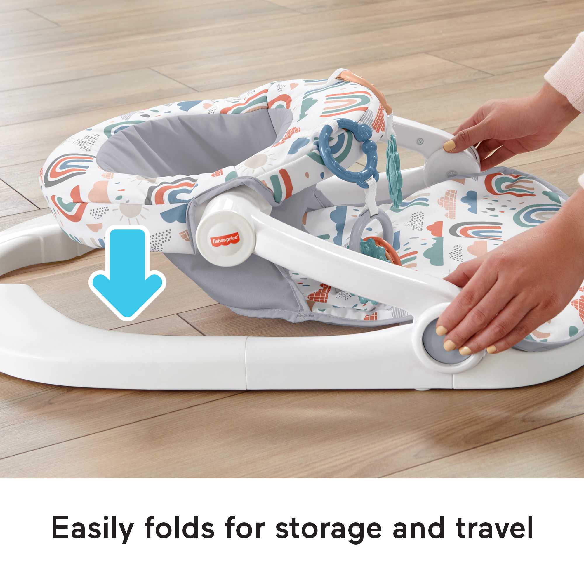 Fisher-Price Sit-Me-Up Floor Seat Portable Baby Chair With Toys. Rainbow Showers - Image 4