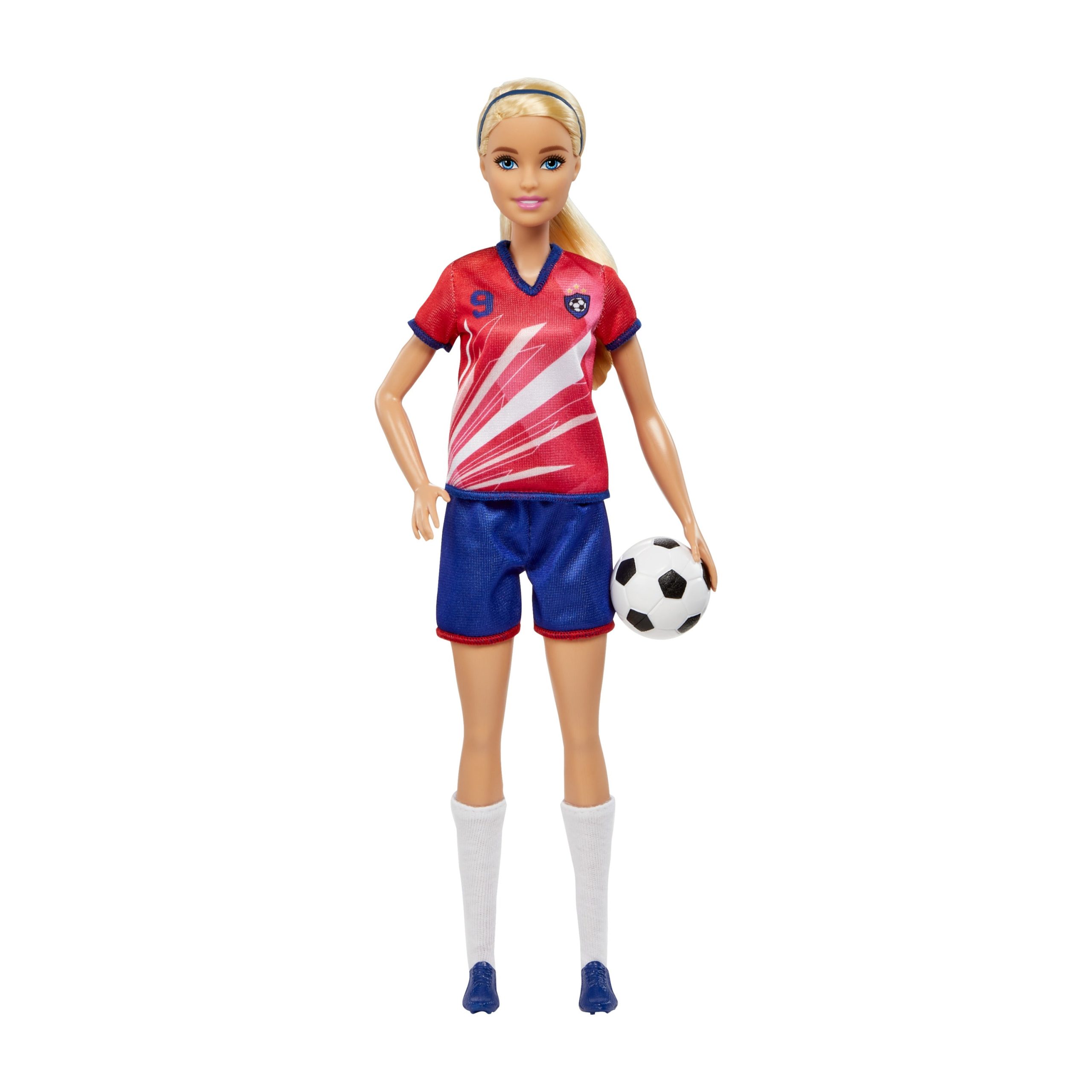 Barbie Soccer Doll. Blonde. #9 Uniform. Soccer Ball. Cleats. Socks. 3 & Up