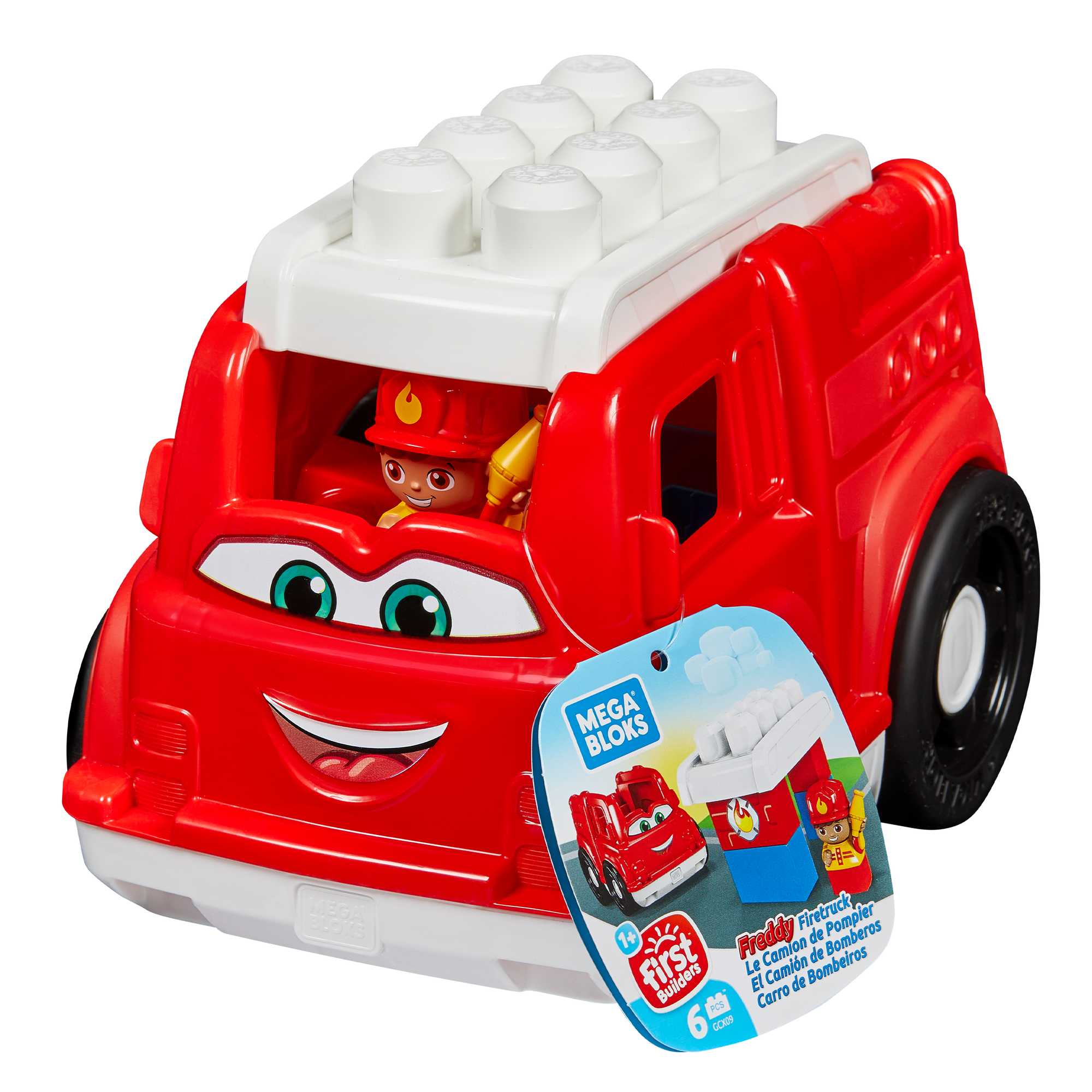 MEGA BLOKS Freddy Fire Truck Fisher-Price Toy Blocks With 1 Figure (6 Pieces) For Toddler - Image 5