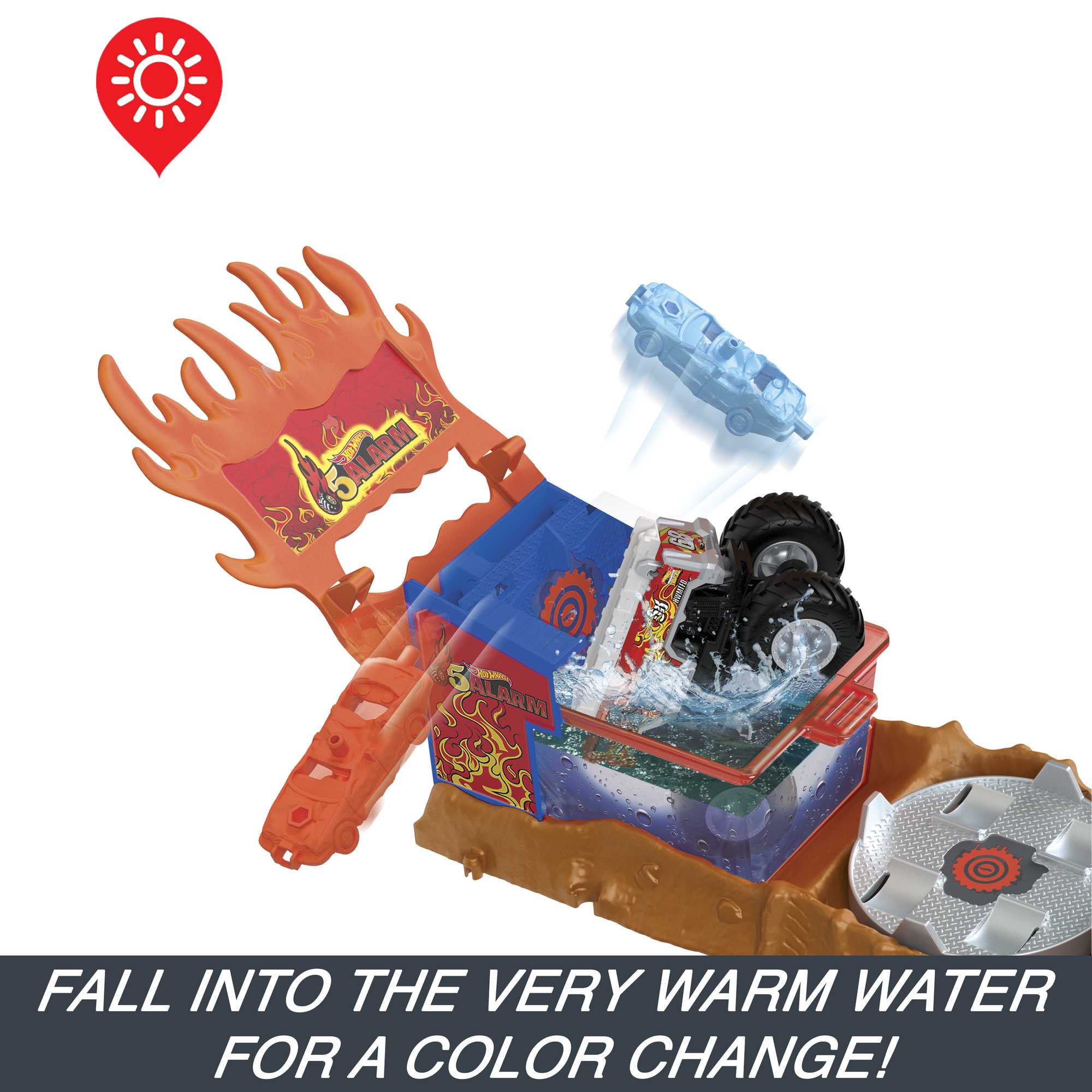 Hot Wheels Monster Trucks Arena Smashers Color Shifters 5-Alarm Rescue Playset - Image 4