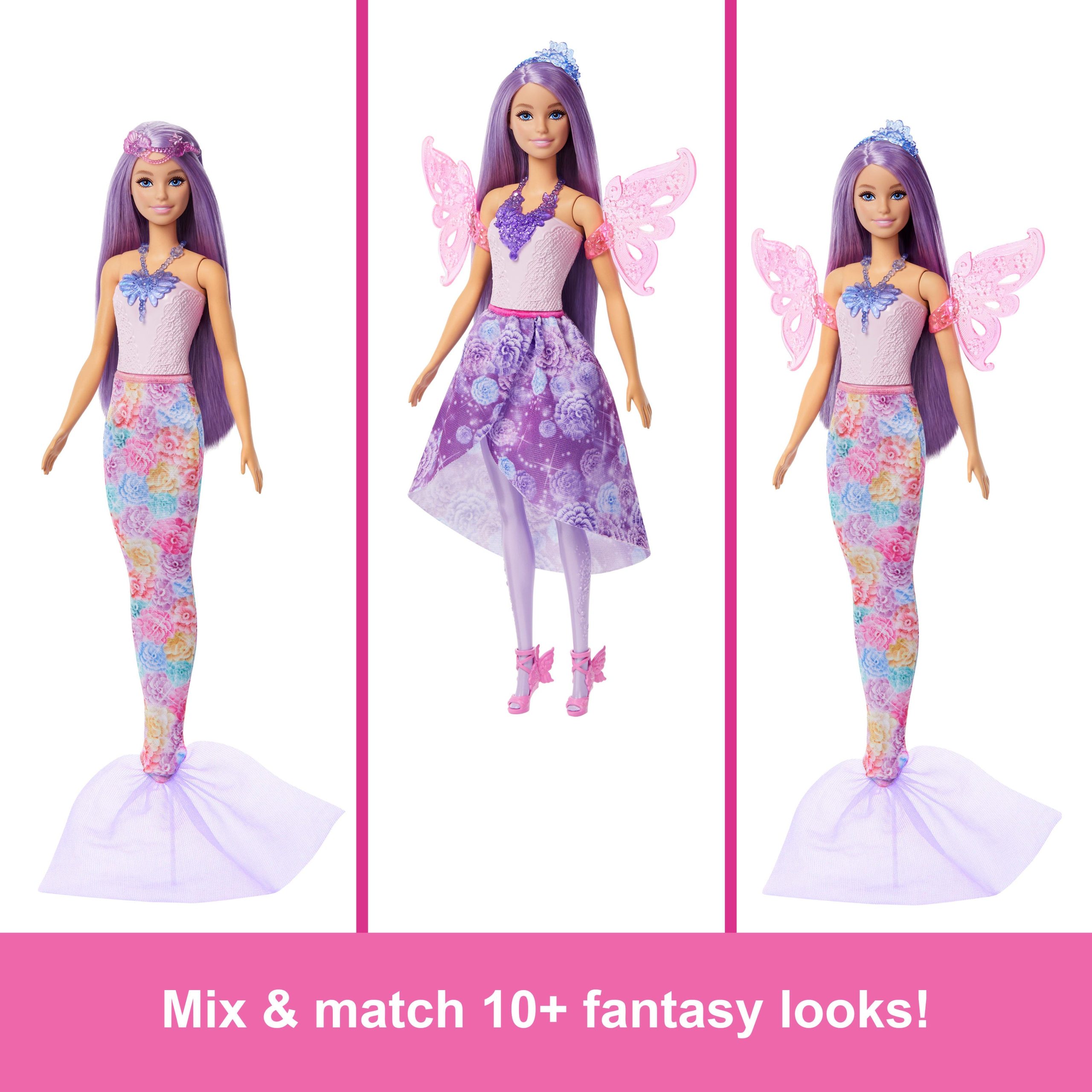Barbie Doll Fantasy Fashion Pack With Accessories Including Mermaid Tail. Fairy Wings. & Necklaces - Image 3