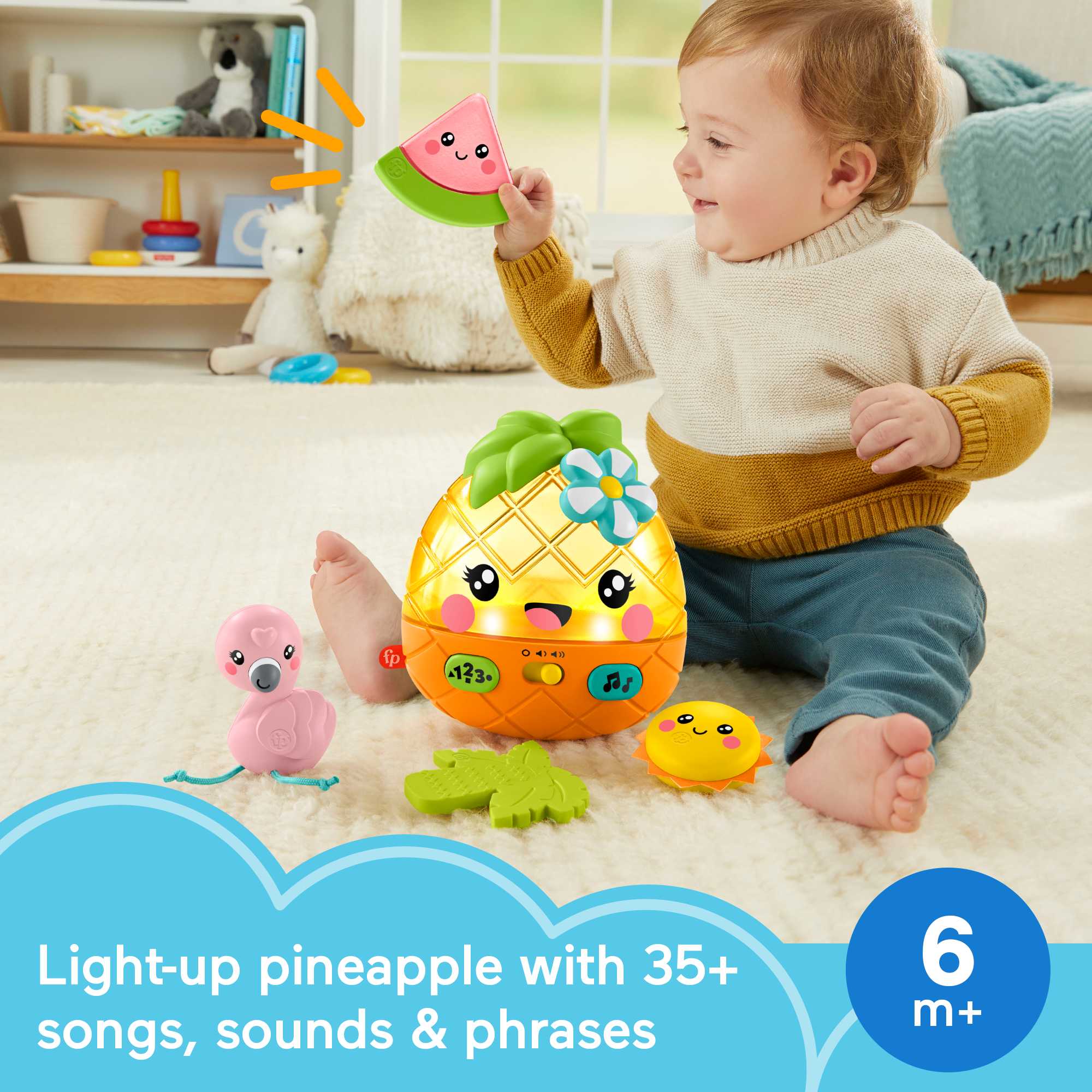 Fisher-Price Paradise Pals Magical Lights & Tunes Pineapple Baby Toy - Image 2