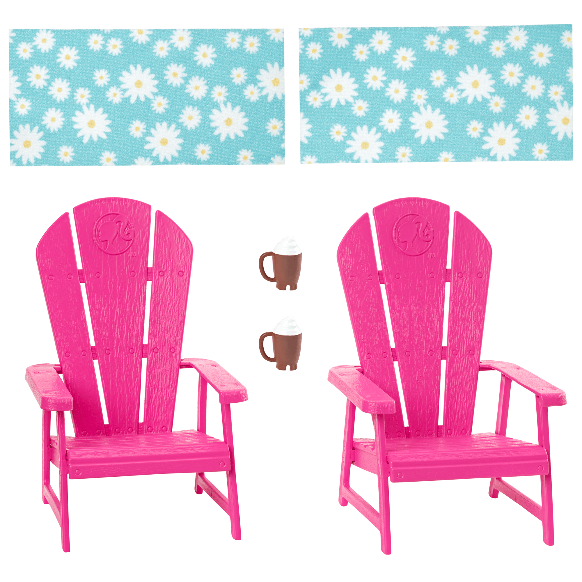 Barbie World Pink Chair Playset With 6 Accessories Including Furniture. Blankets. & Mugs - Image 4