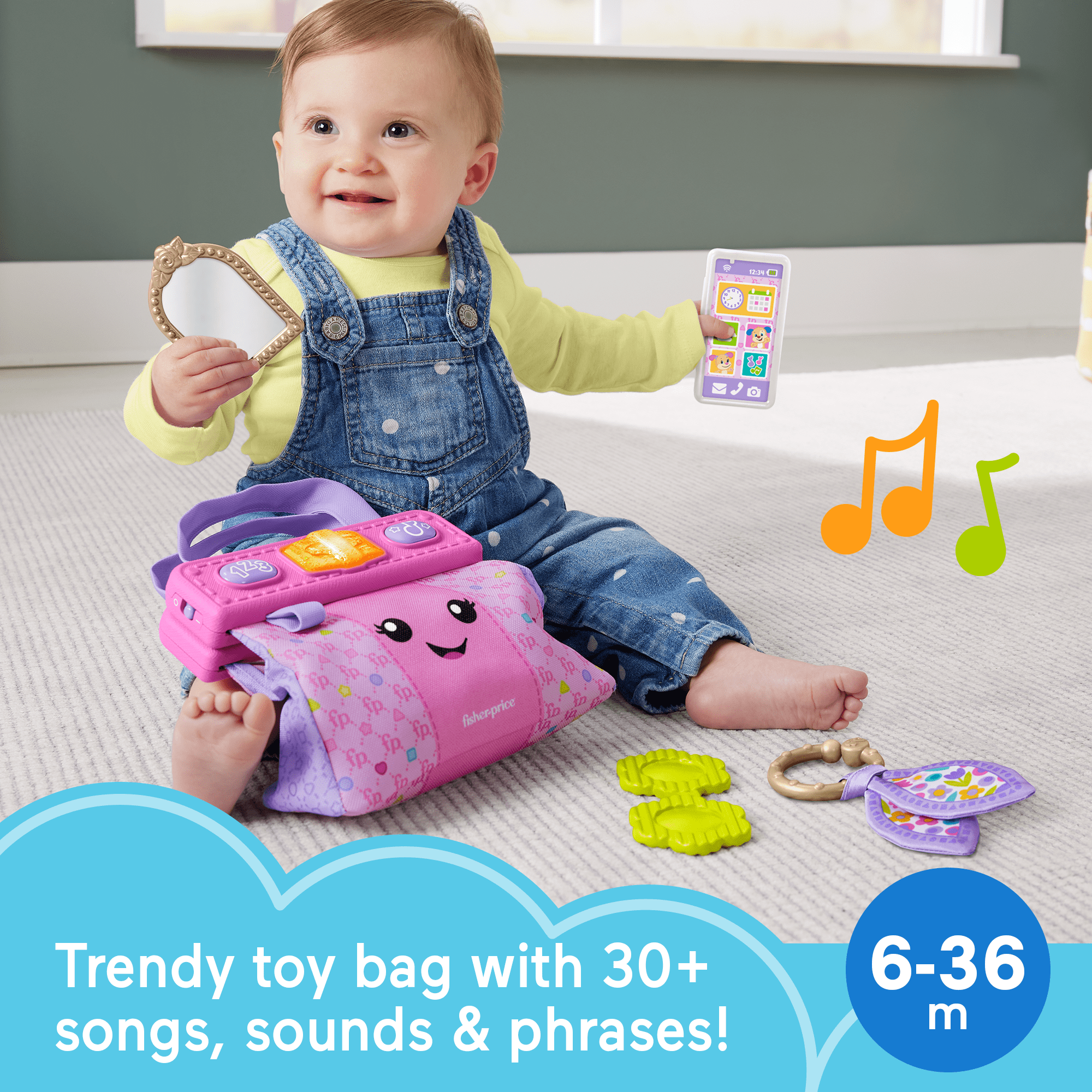Fisher-Price Laugh & Learn Going Places Learning Purse Baby & Toddler Toy Bag & Accessories - Image 2