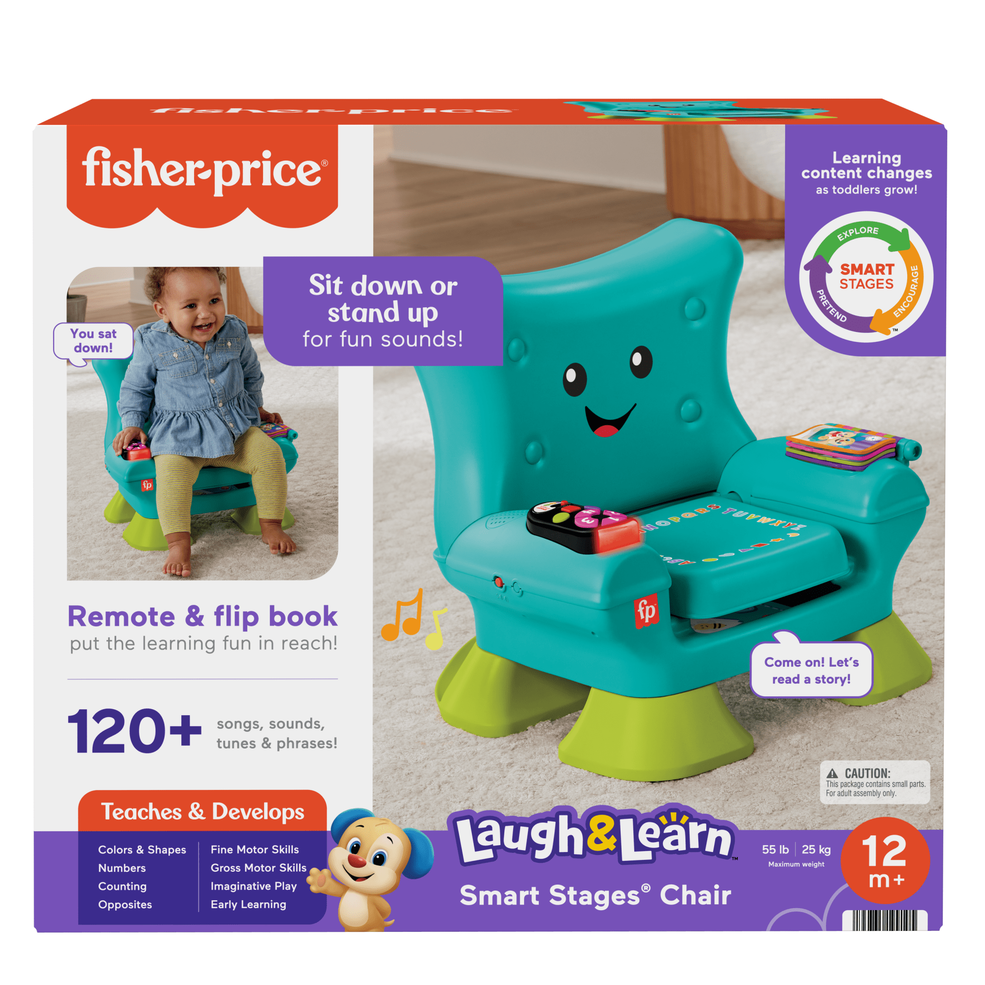 Fisher-Price Laugh & Learn Smart Stages Chair Electronic Learning Toy For Toddlers. Teal - Image 6