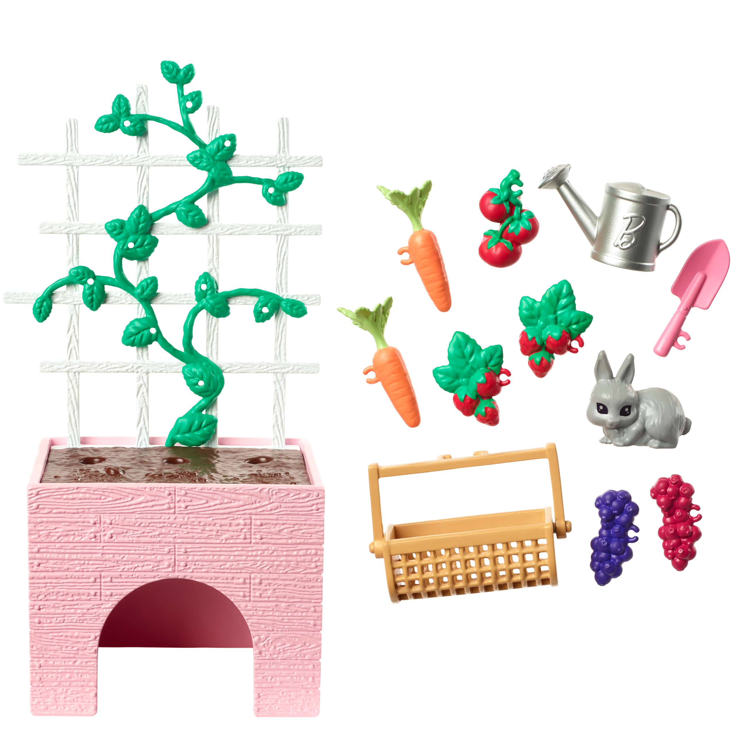 Barbie World Garden Playset With 12 Pieces Including Planter. Bunny Figure. Food & More - Image 3