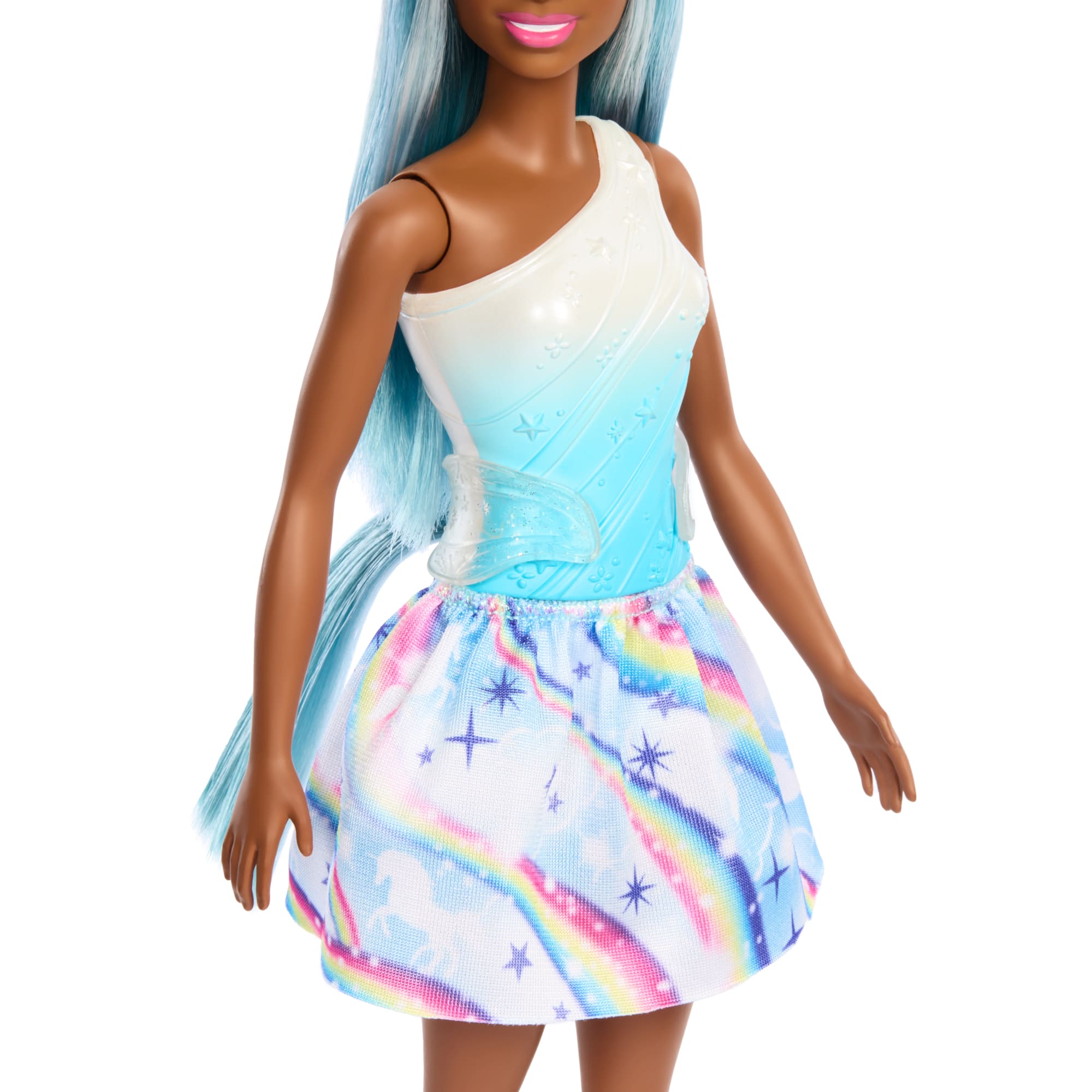 Barbie Poupée Licorne. Cheveux Bleus. Tenue Ombrée et Accessoires - Image 3
