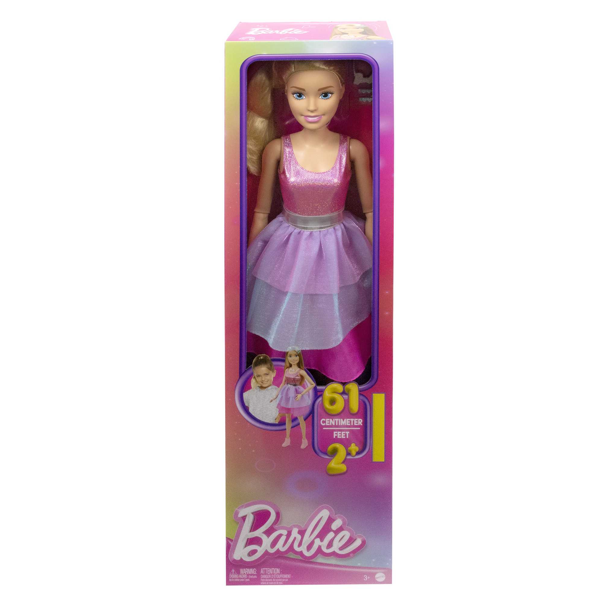 Barbie Large Dolls Muñeca Vestido Rosa con Morado Cabello Rubio 71 cm - Image 6
