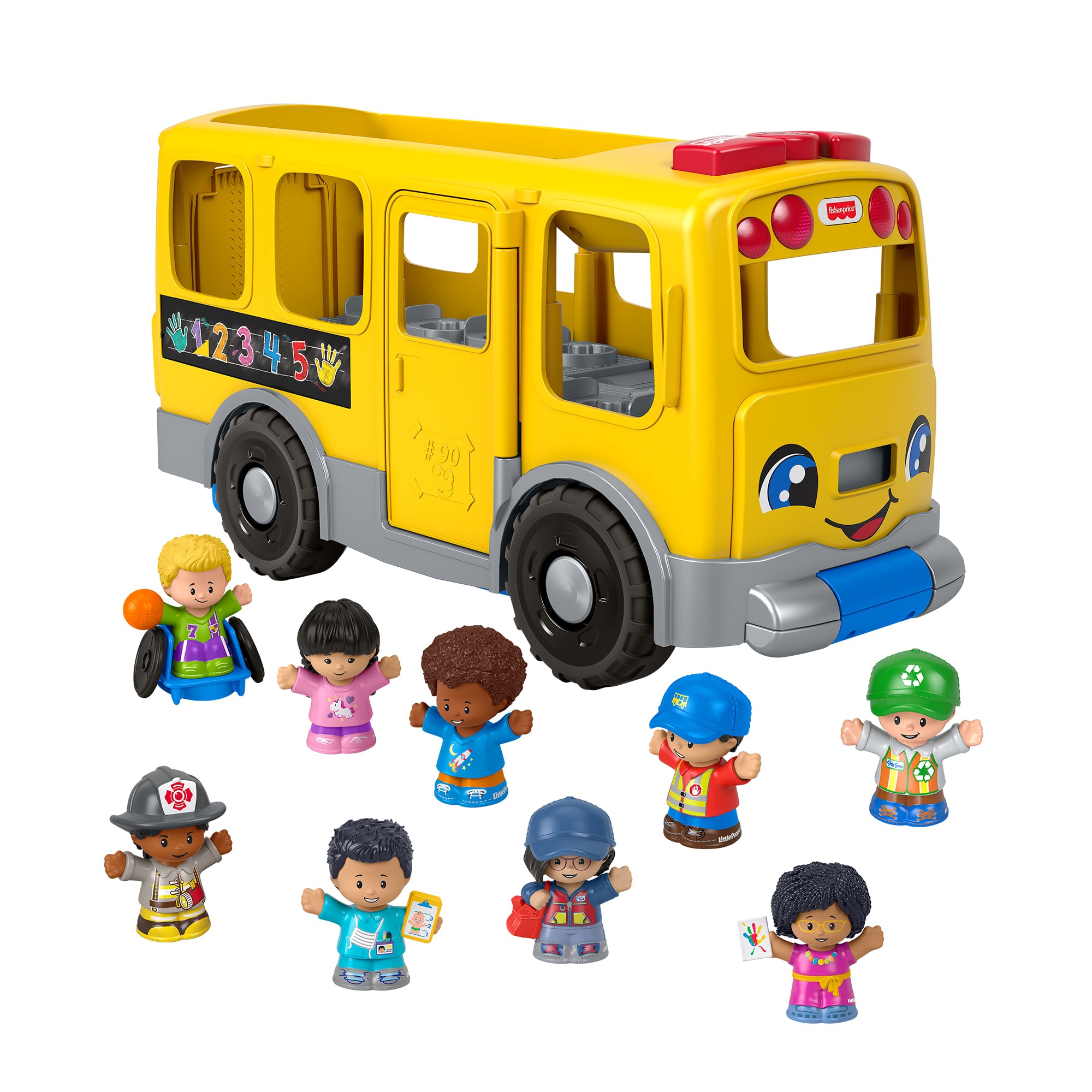 Fisher-Price Little People Big Yellow School Bus & Community Heroes Figures. Musical Toddler Toy