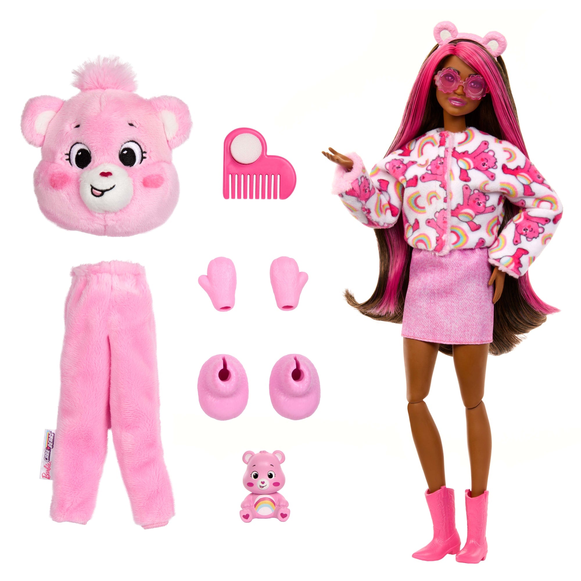 Barbie Cutie Reveal Care Bears Series Doll & Accessories in Cheer Bear Plush Costume. 10 Surprises - Image 6