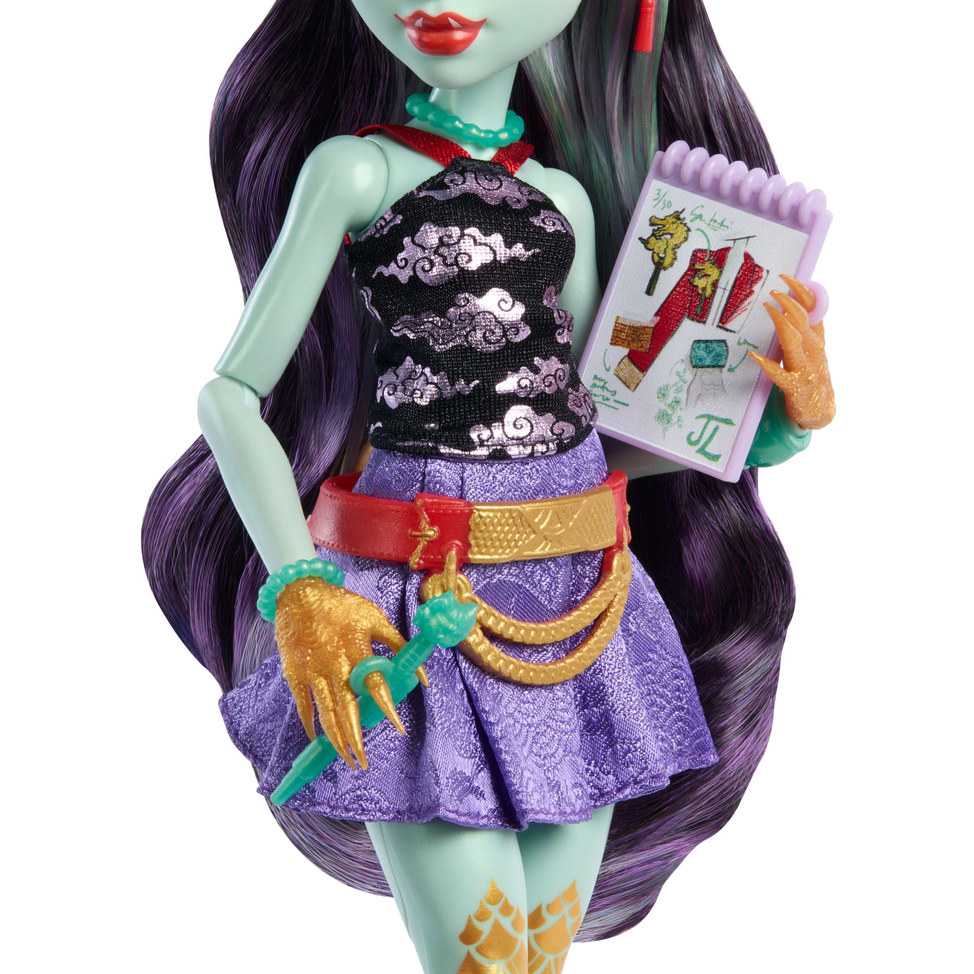 Monster High Jinafire Long Fashion Doll With Pet Dog Cloudy Yun Yun And 7 Accessories - Image 4