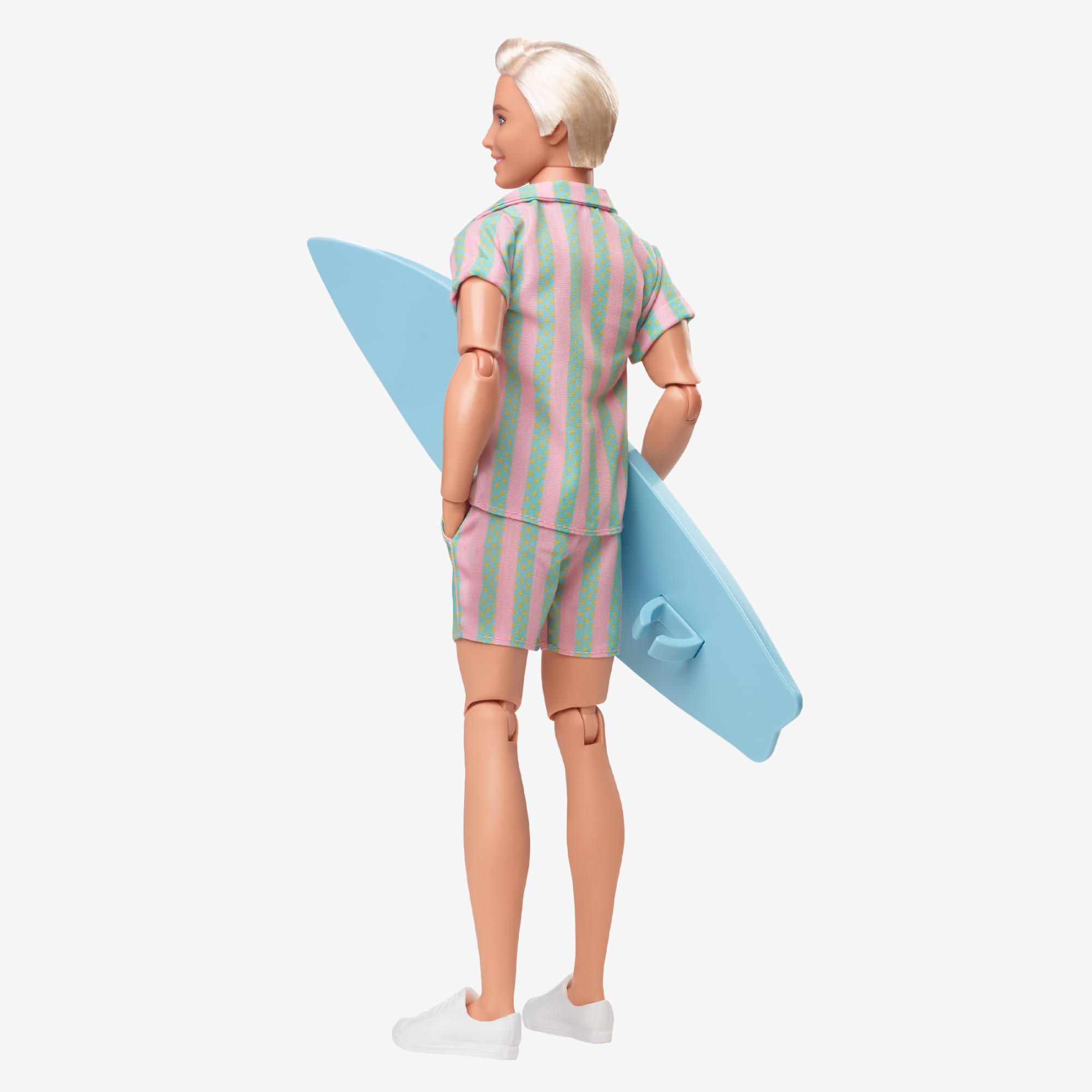 Ken Doll Wearing Pastel Striped Beach Matching Set – Barbie The Movie - Image 2