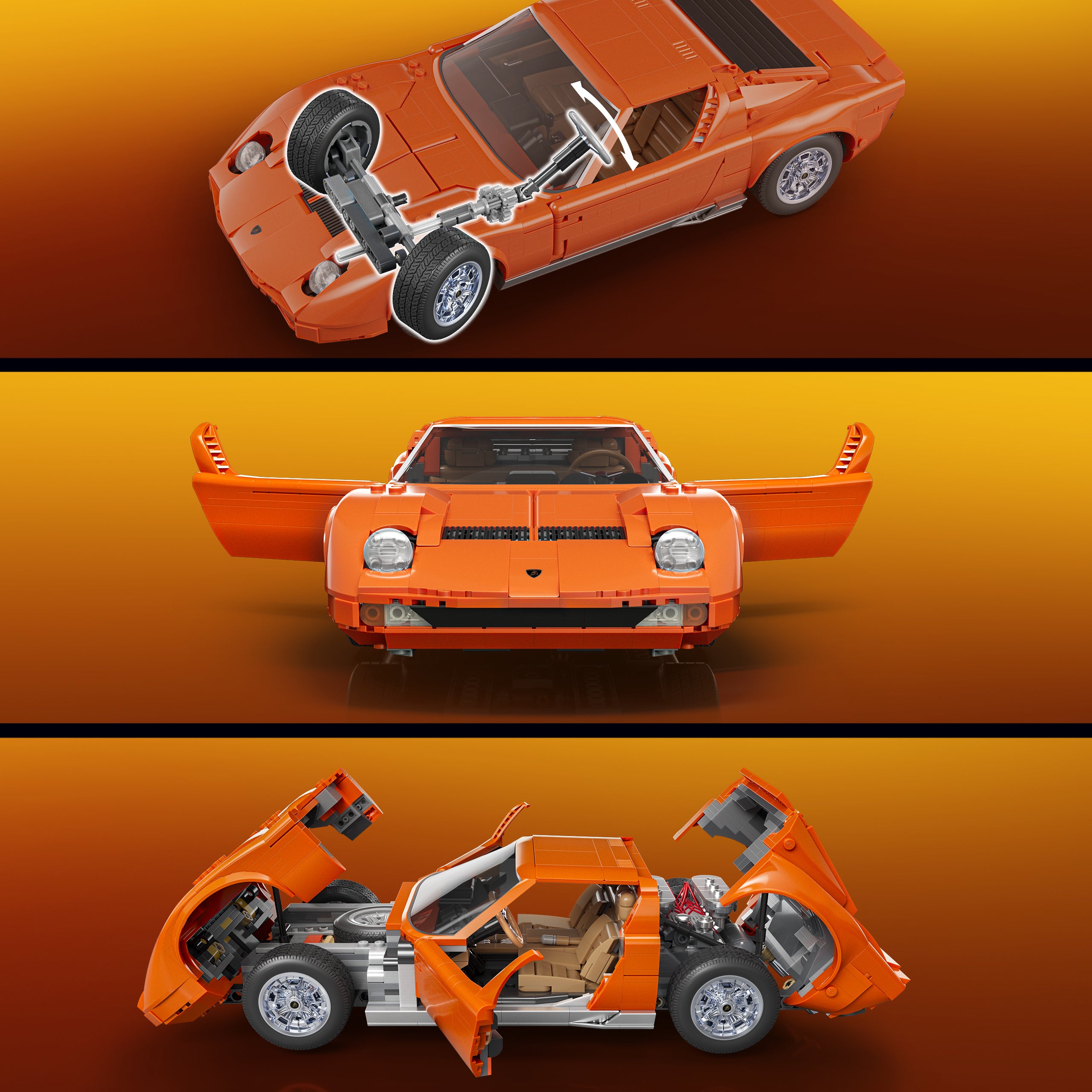 Mattel Brick Shop Hot Wheels '71 Lamborghini Miura P400 Sv Building Toy Kit - Image 6
