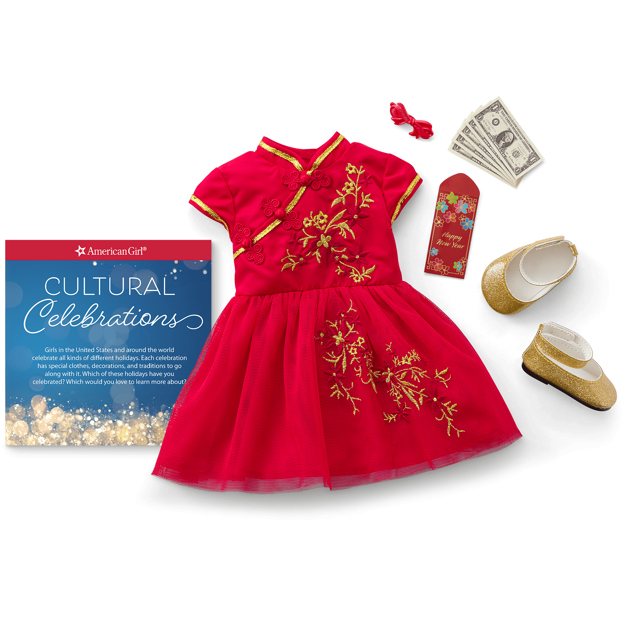 Lunar New Year's Celebration Outfit for 18-inch Dolls