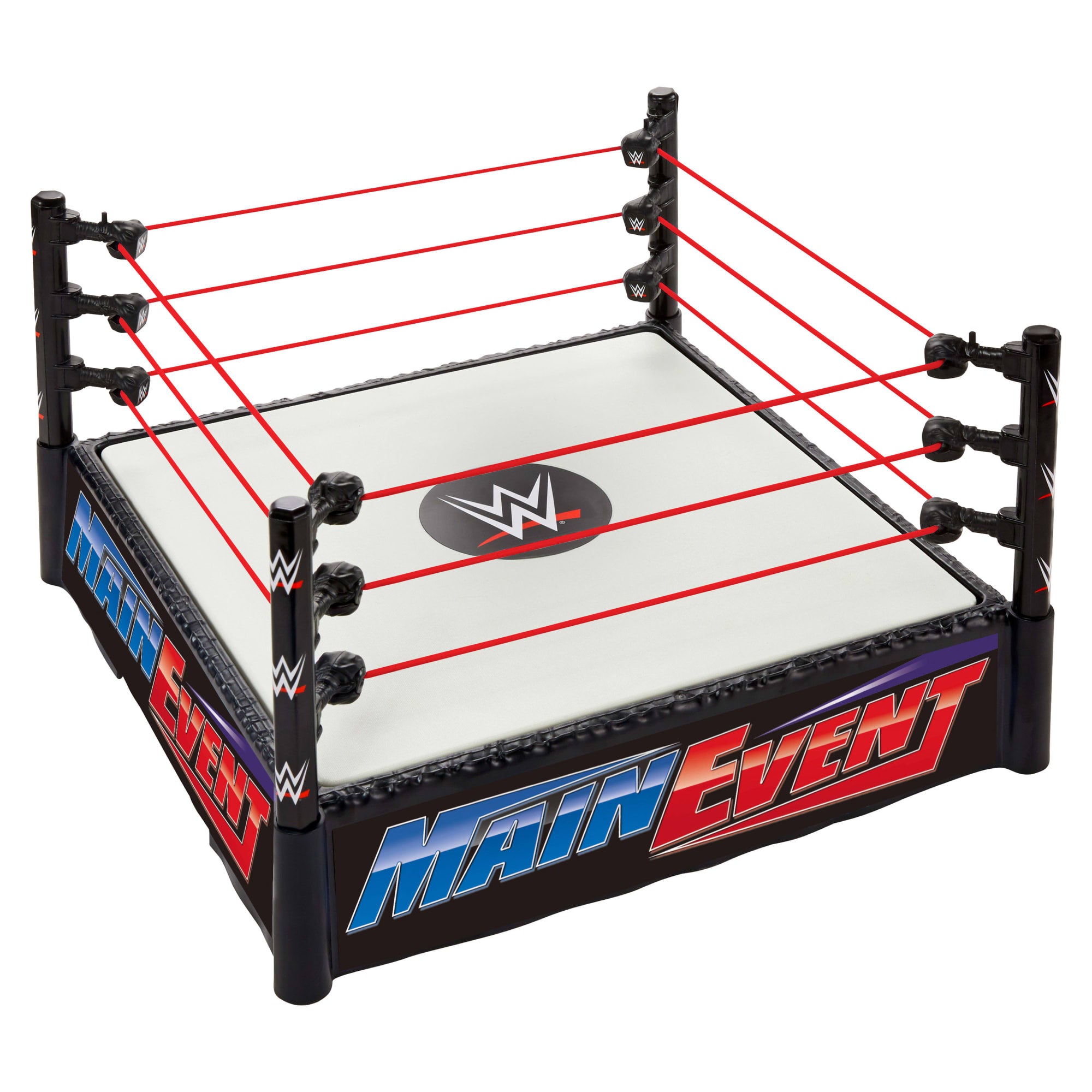 WWE Superstar Ring With Labels For Main Event & Raw. Spring-Loaded With Elastic Ring Ropes - Image 2